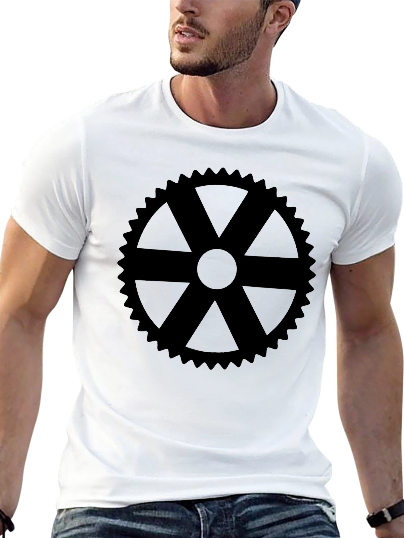 Black Gear Graphic Tee - Modern Style