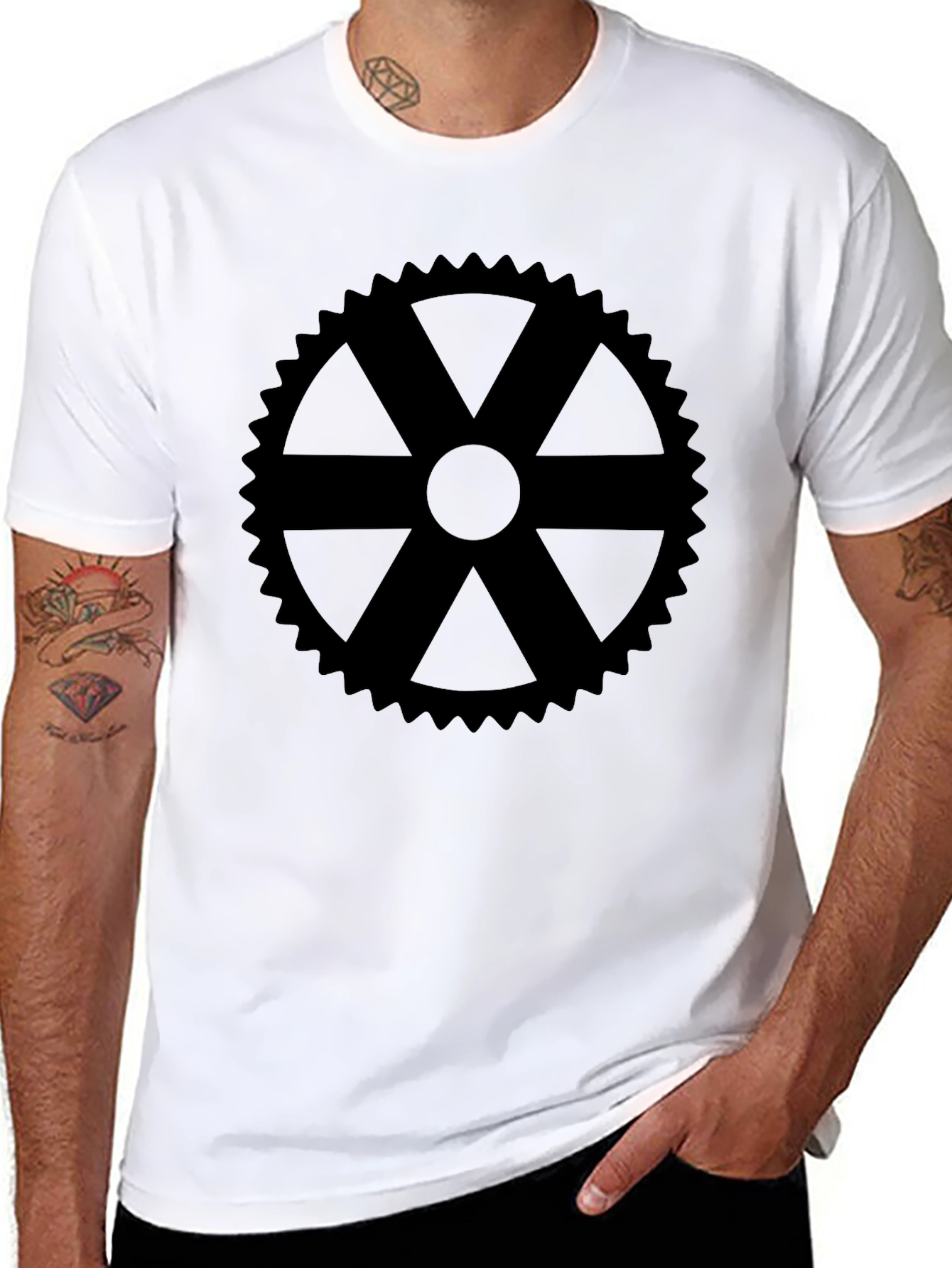 Black Gear Graphic Tee - Modern Style