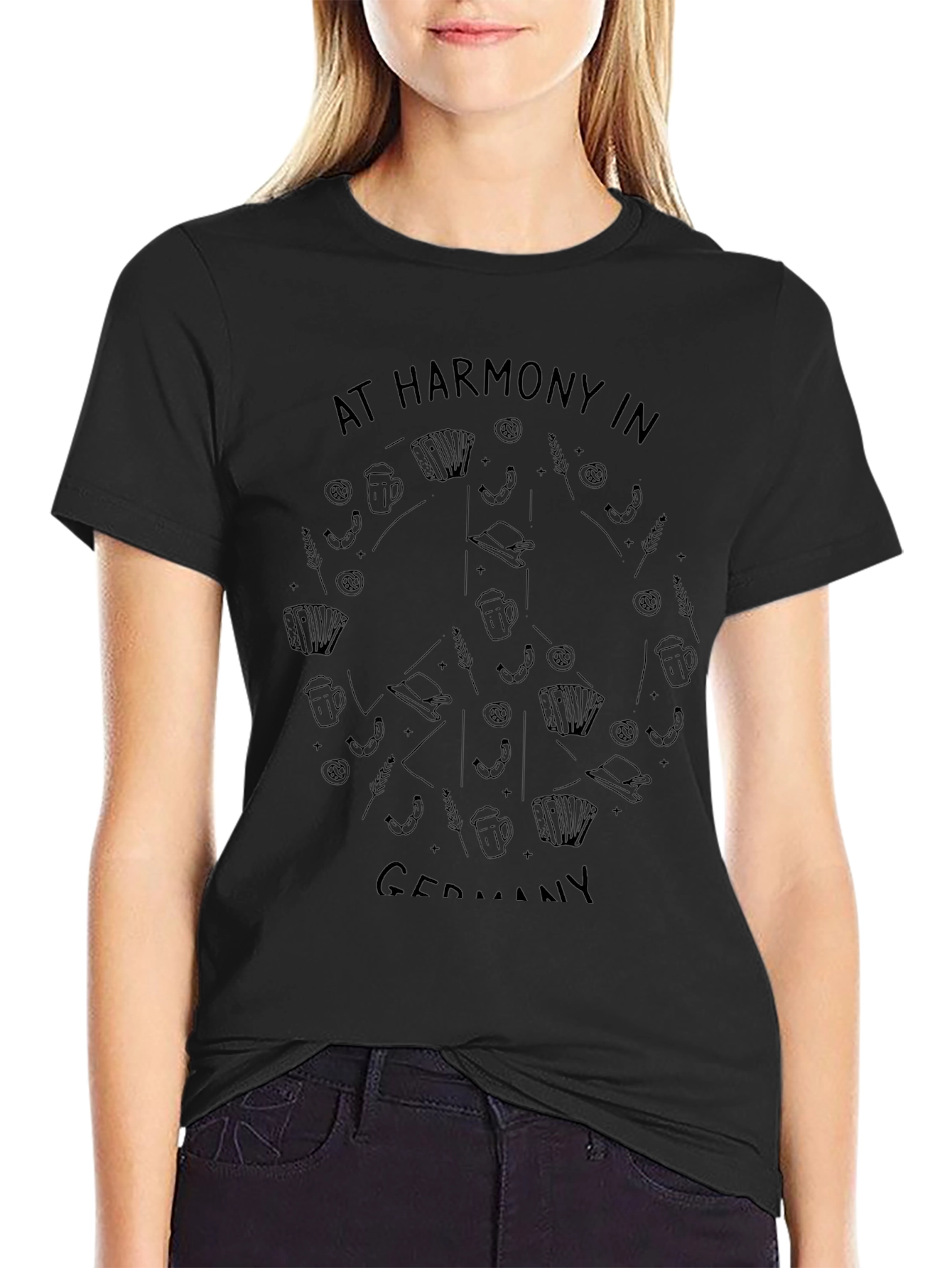 At Harmony In Germany Graphic Tee - Black T-Shirt