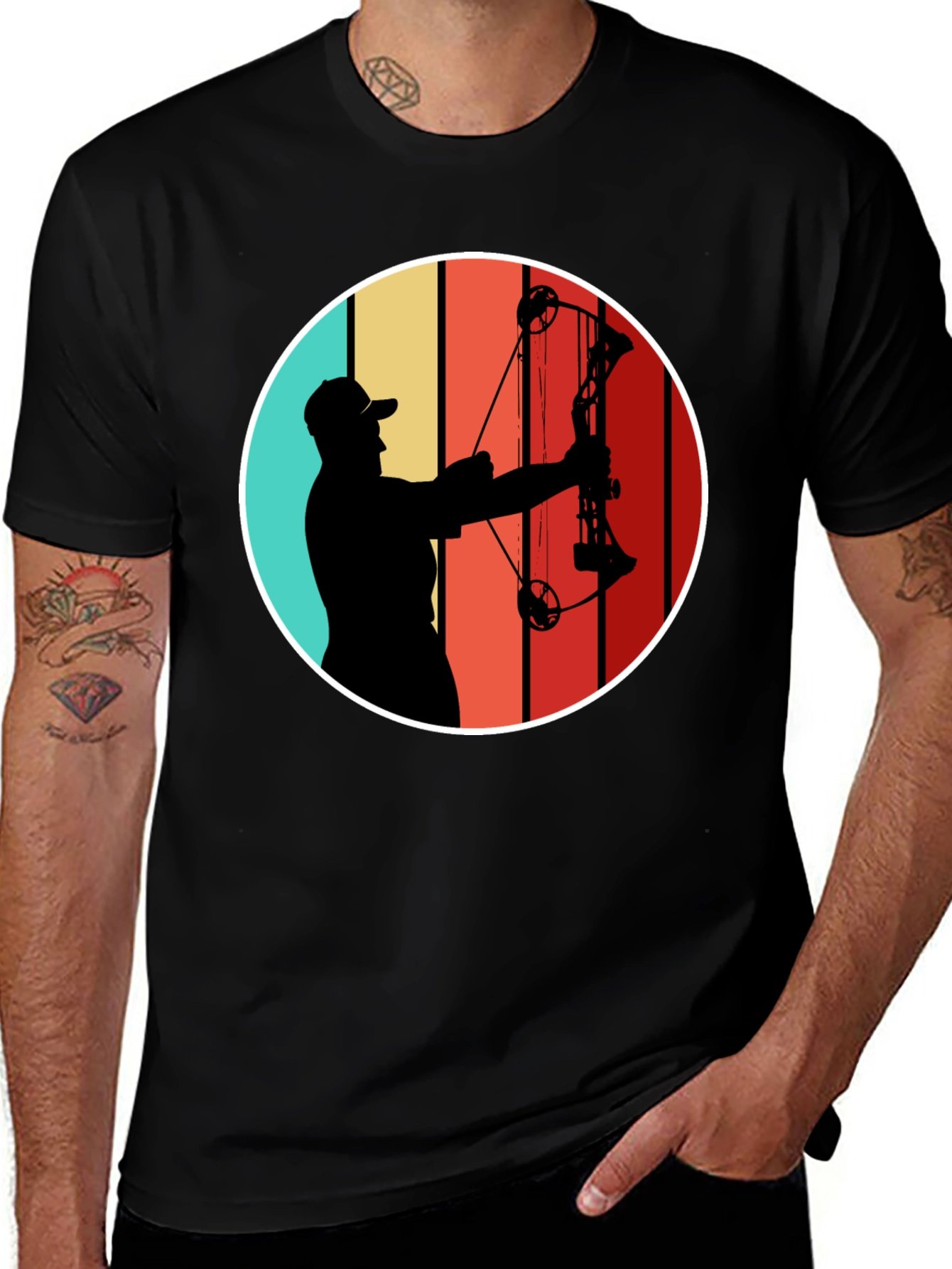 Archery Silhouette Tee - Retro Style Bow Hunter T-Shirt