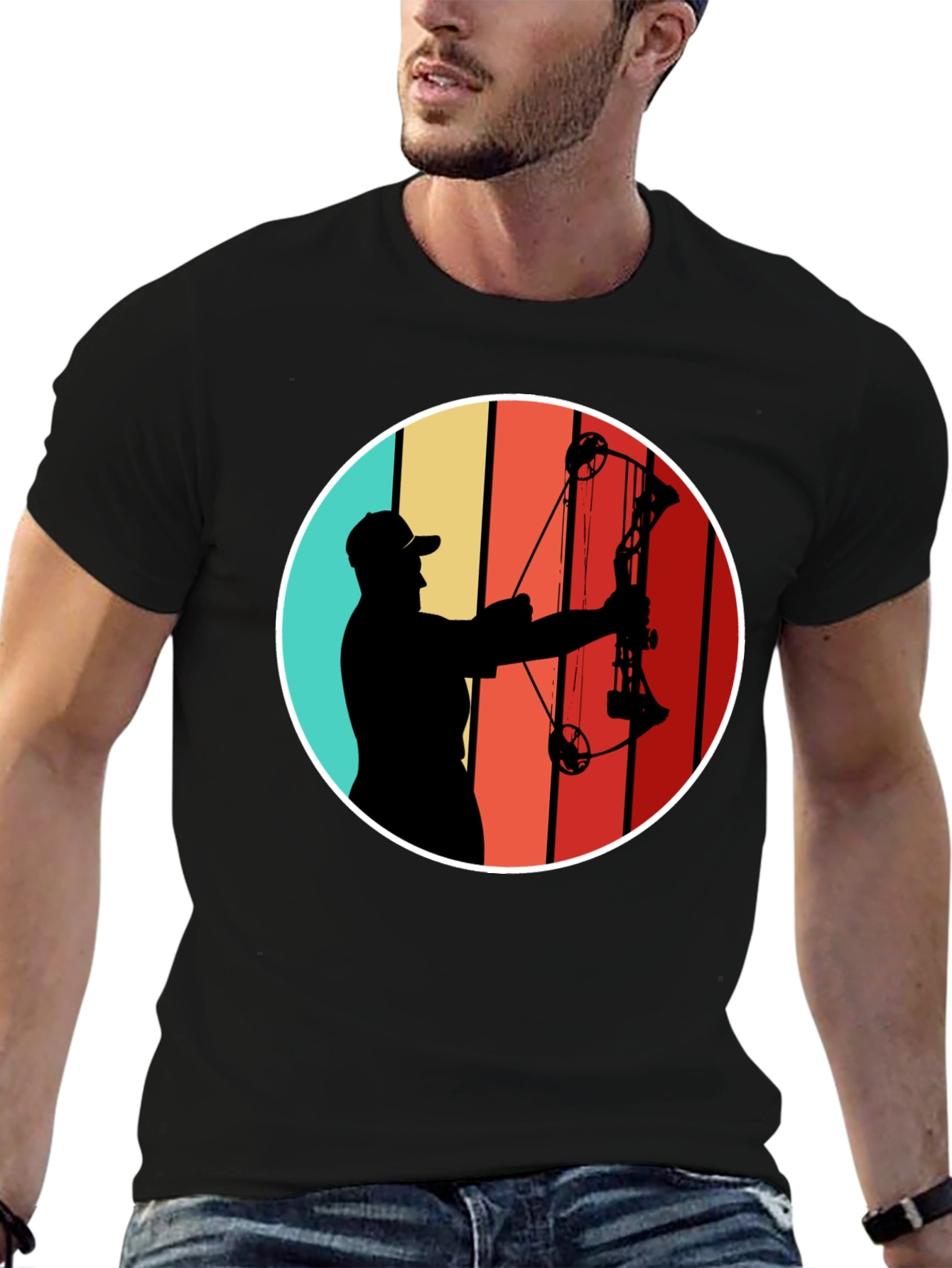 Archery Silhouette Tee - Retro Style Bow Hunter T-Shirt