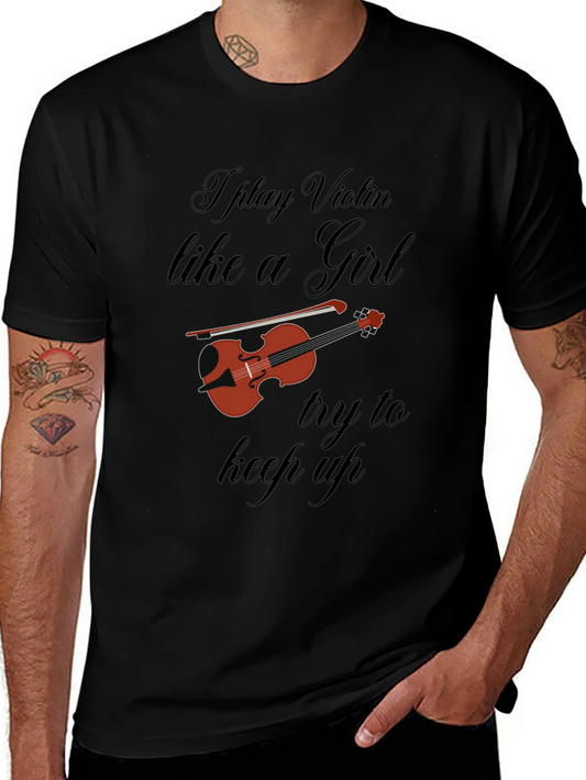 Violin Player Black T-Shirt - Funny Music Tee