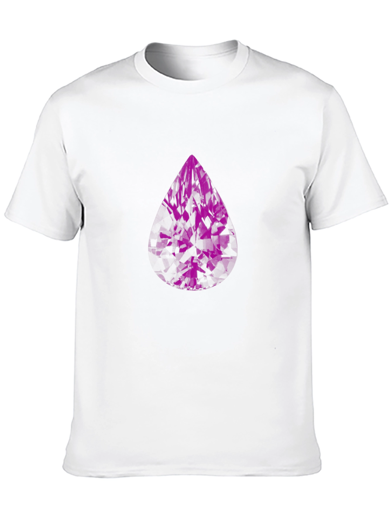 Modern Black T-Shirt with Abstract Purple Gem Design