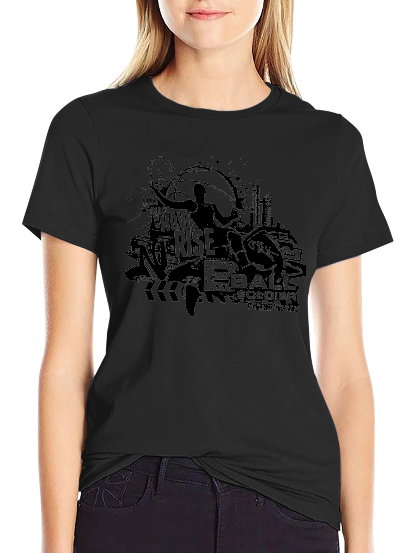 Basketball Soldier Rise Black Graphic Tee