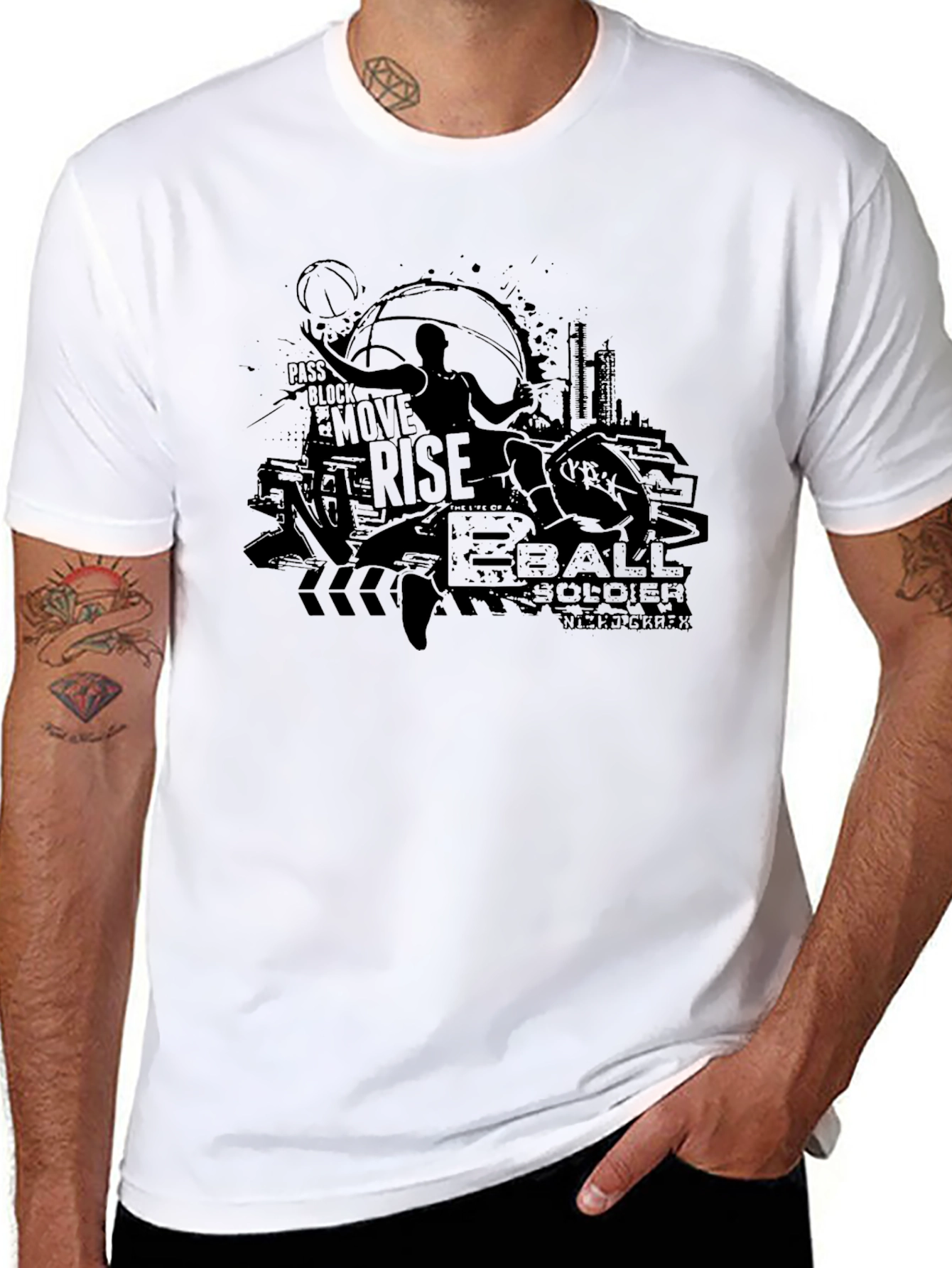 Basketball Soldier Rise Black Graphic Tee