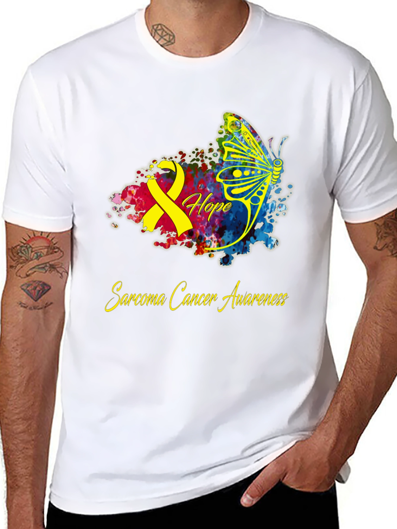 Sarcoma Cancer Awareness Butterfly T-Shirt