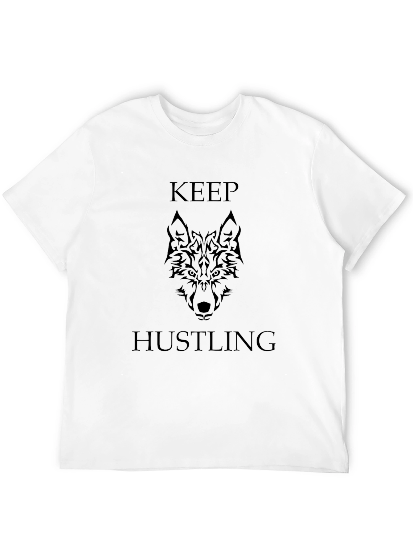 Keep Hustling Wolf Graphic Black T-Shirt