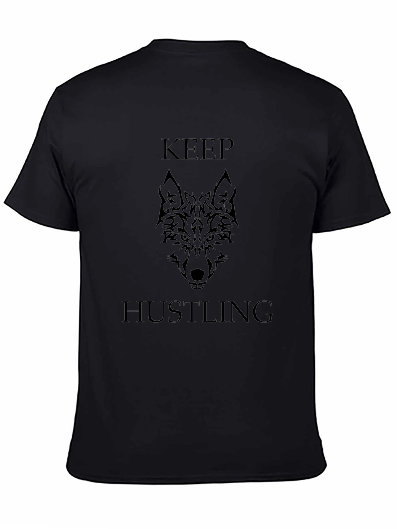 Keep Hustling Wolf Graphic Black T-Shirt