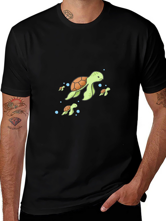 Turtle Family Graphic Tee - Soft Cotton Blend