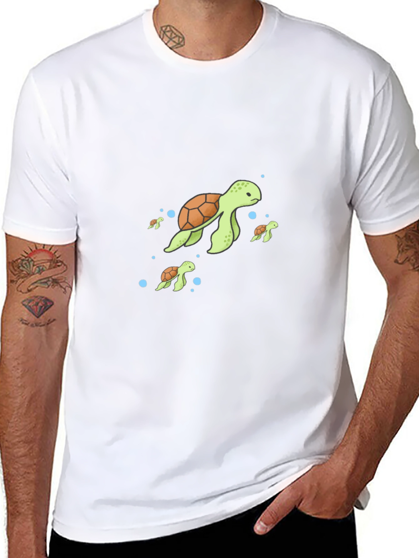 Turtle Family Graphic Tee - Soft Cotton Blend