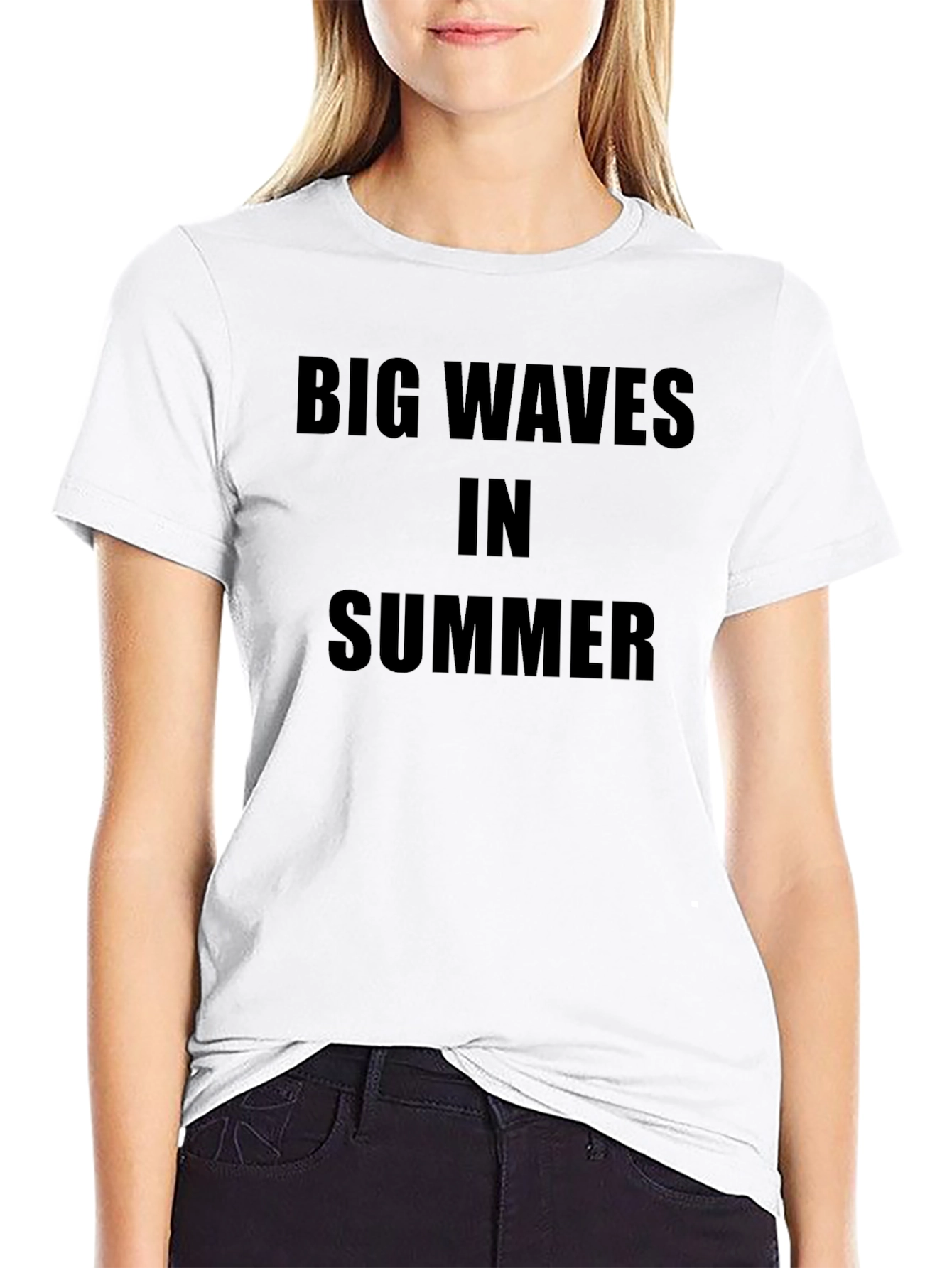Big Waves in Summer Black Graphic T-Shirt
