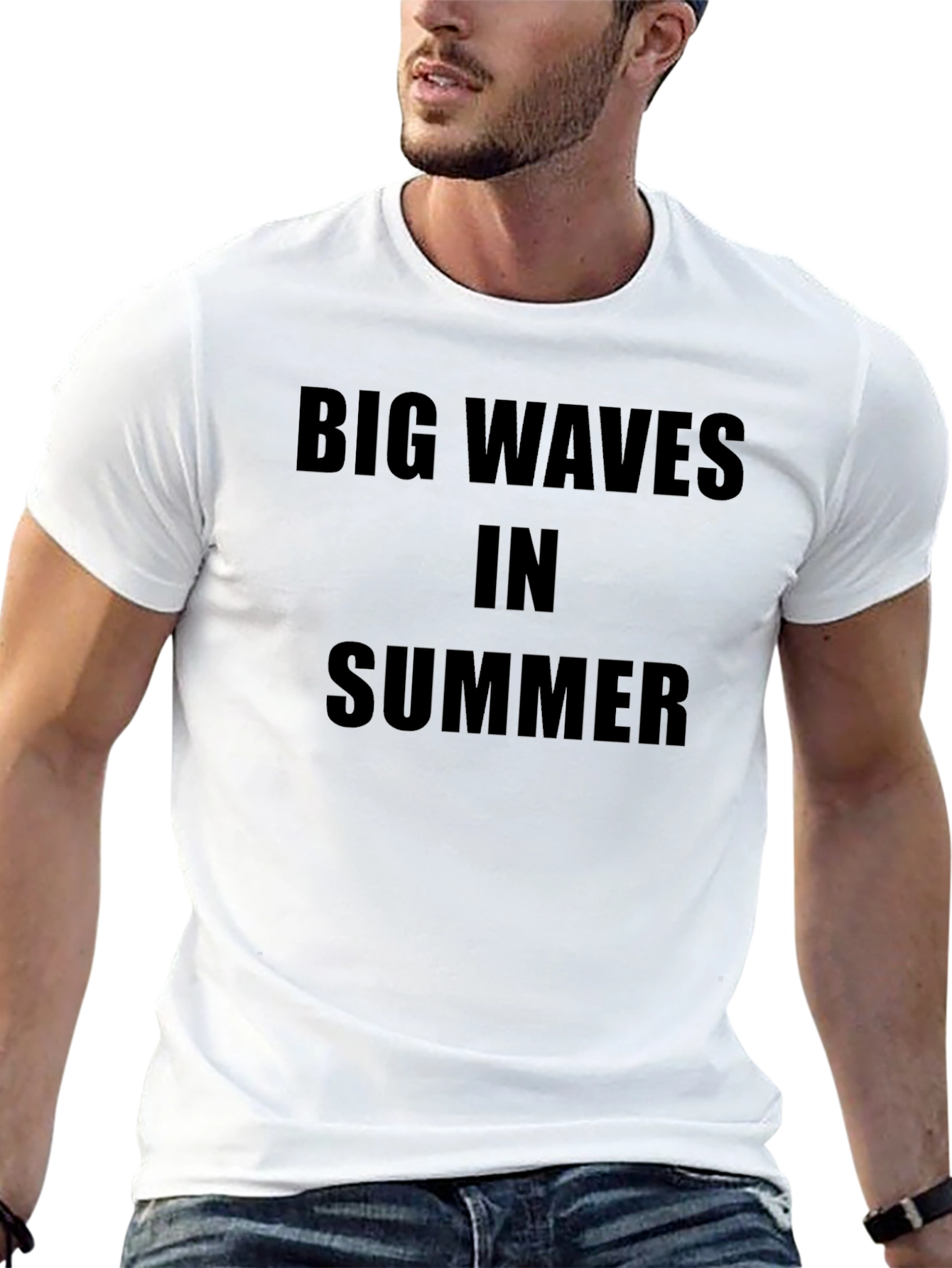 Big Waves in Summer Black Graphic T-Shirt