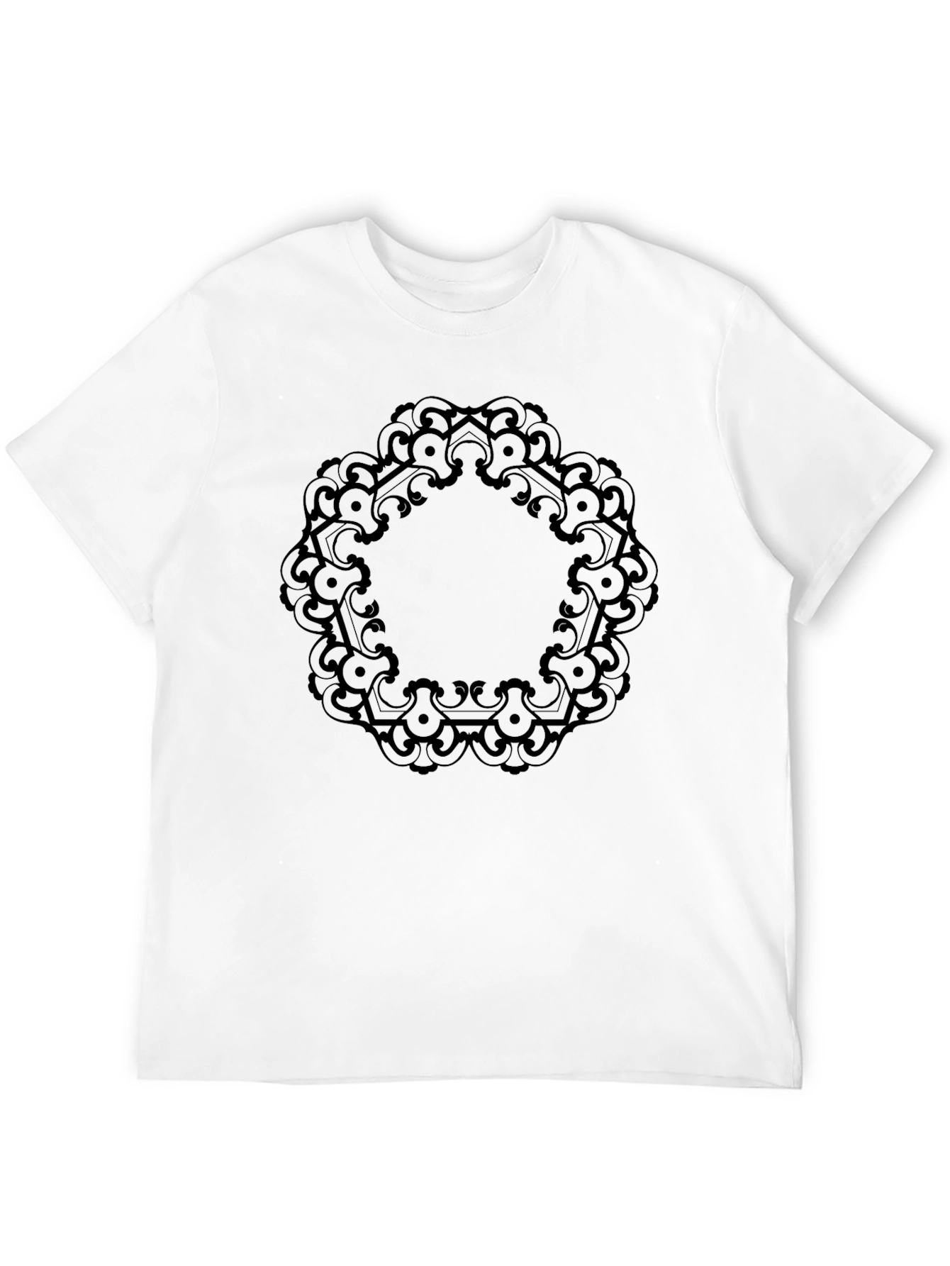 Black T-Shirt with Mandala Design
