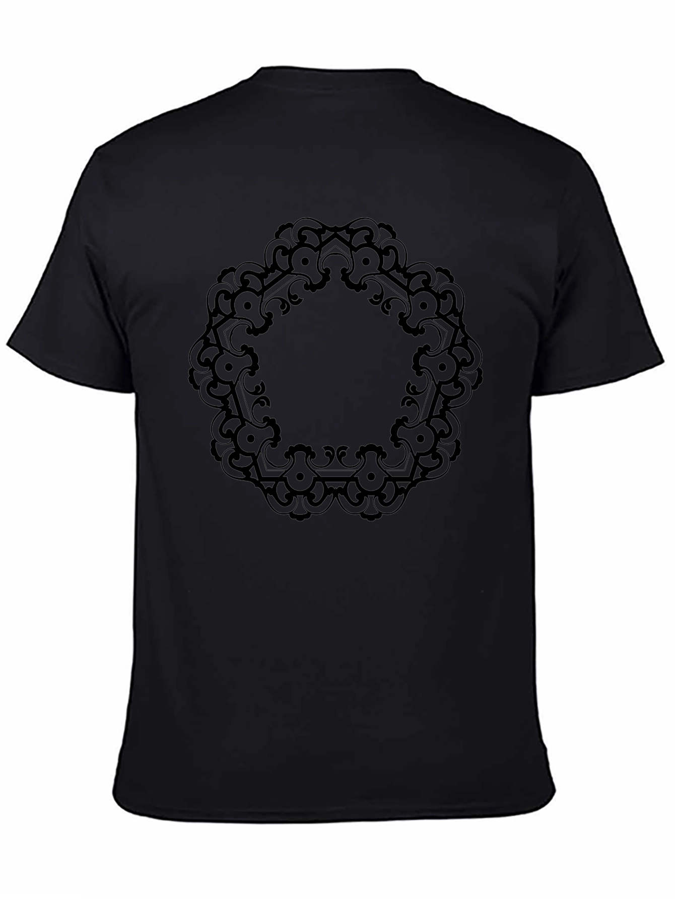 Black T-Shirt with Mandala Design