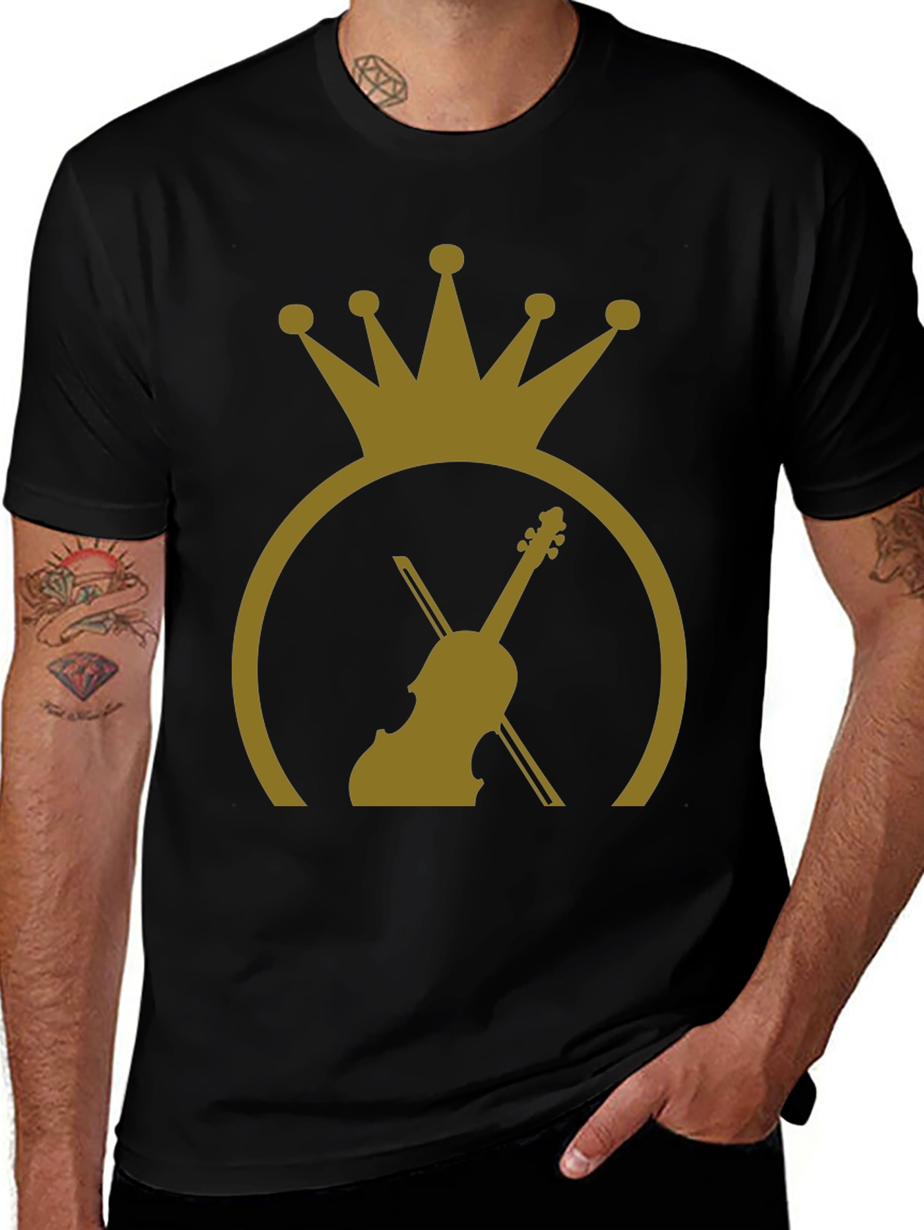 Crown Violin Graphic Tee - Stylish Musician T-Shirt