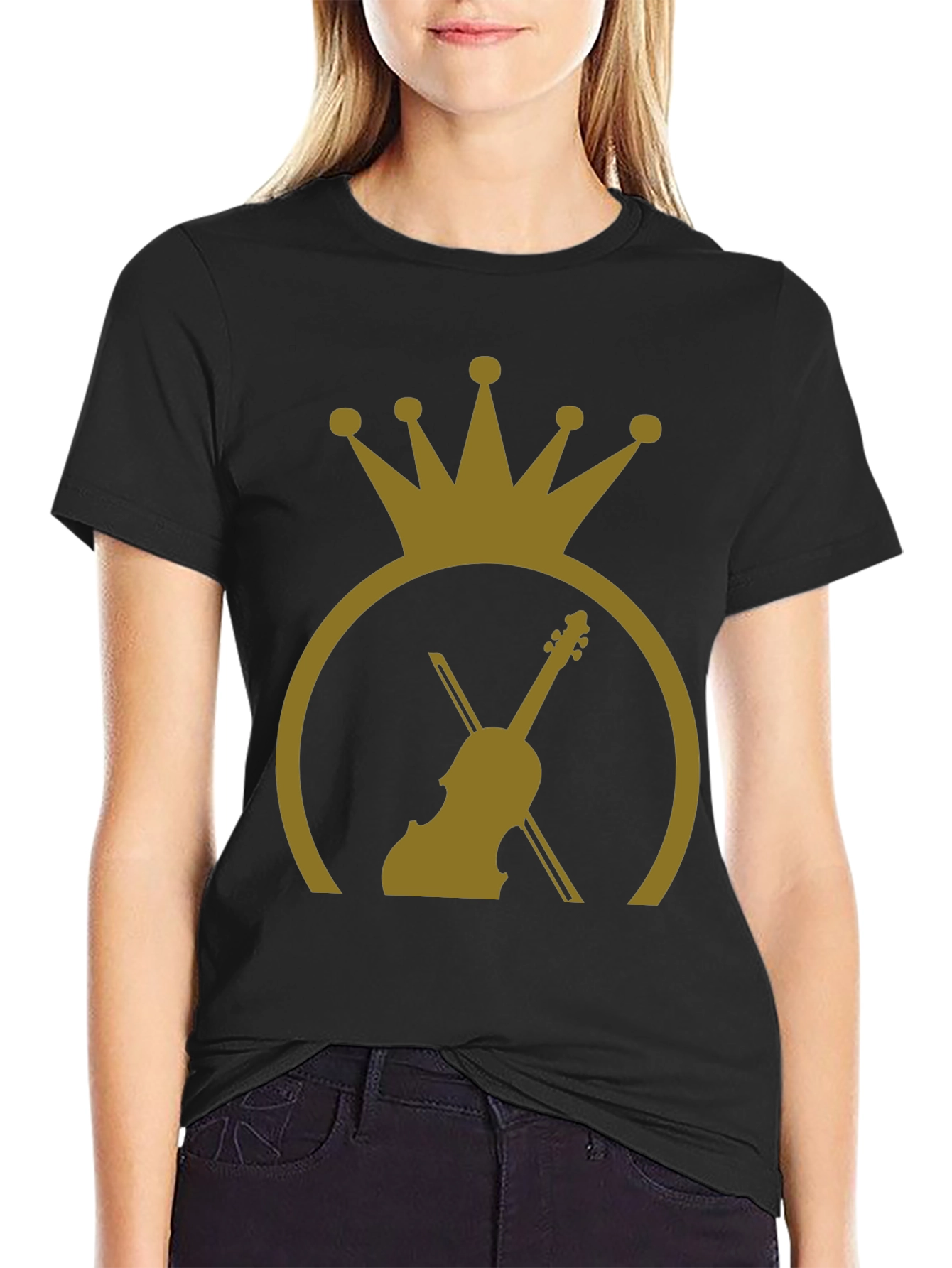 Crown Violin Graphic Tee - Stylish Musician T-Shirt