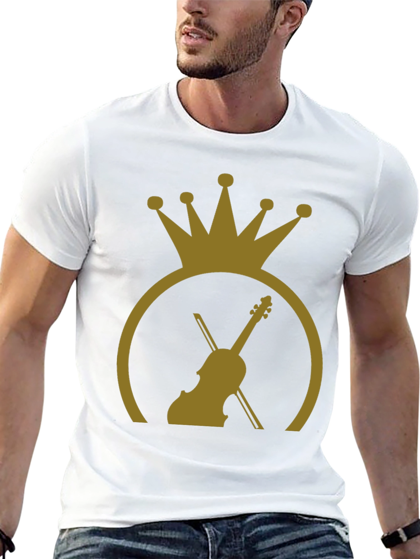 Crown Violin Graphic Tee - Stylish Musician T-Shirt