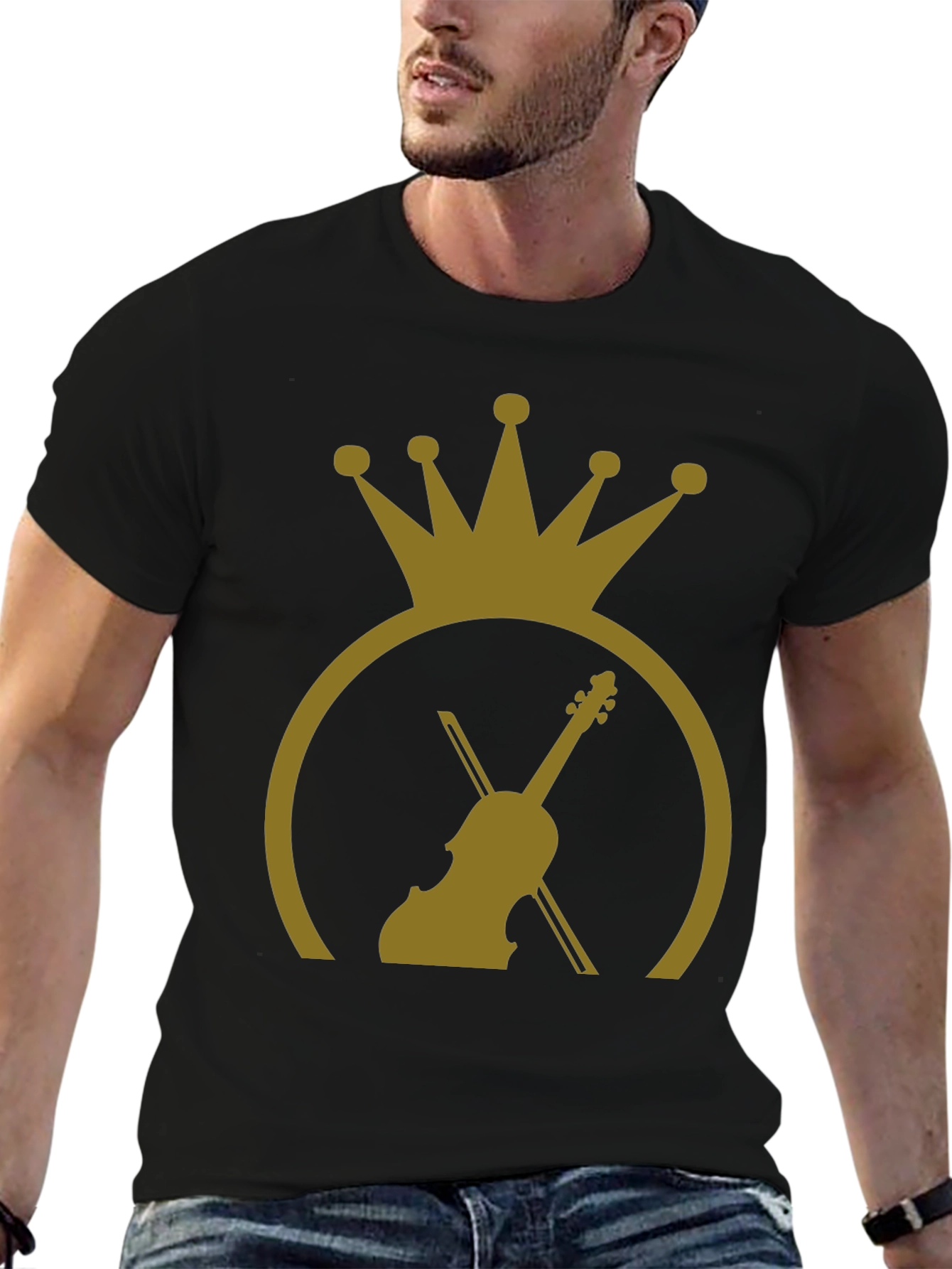 Crown Violin Graphic Tee - Stylish Musician T-Shirt
