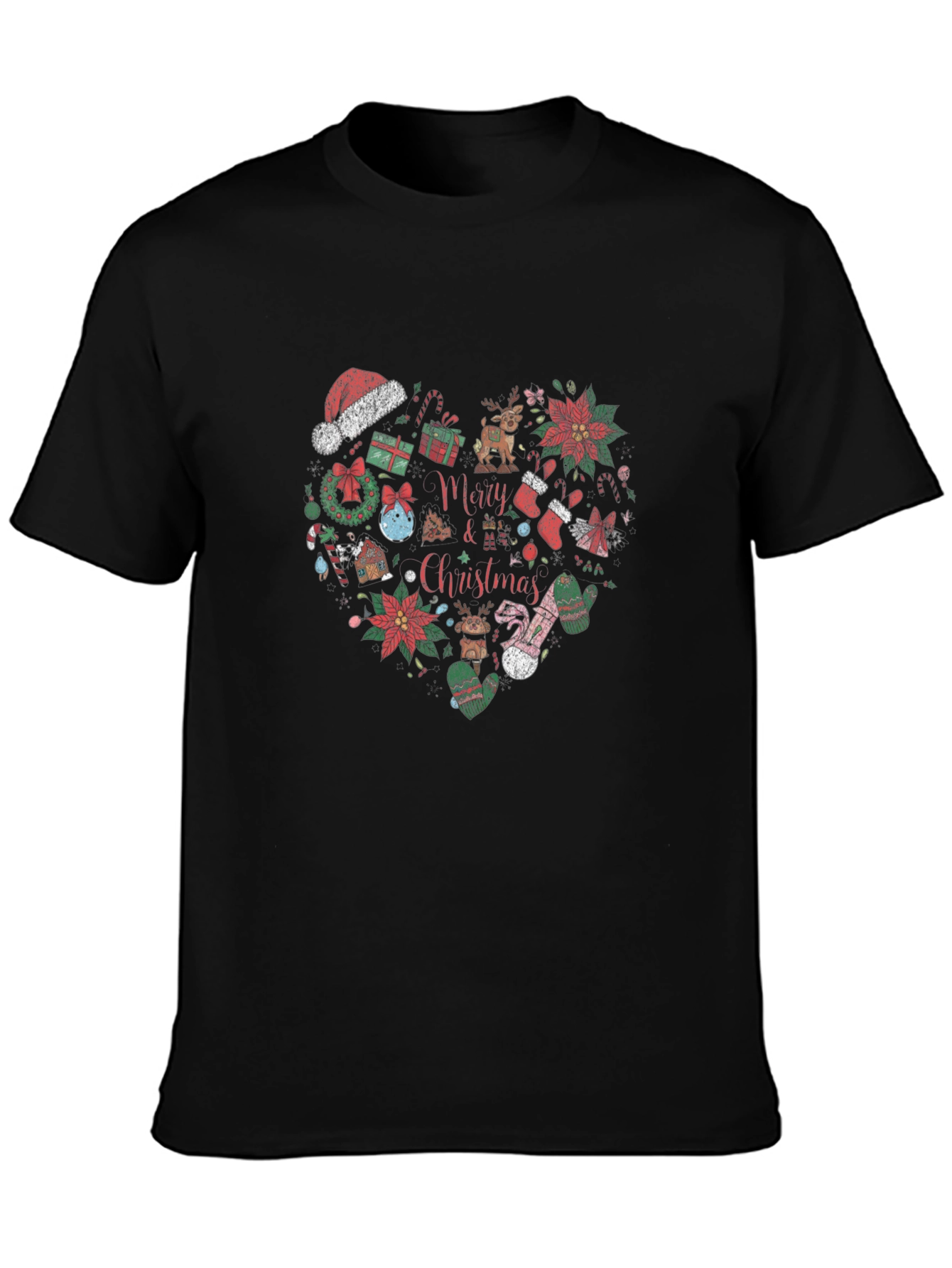 Festive Christmas Heart Graphic T-Shirt