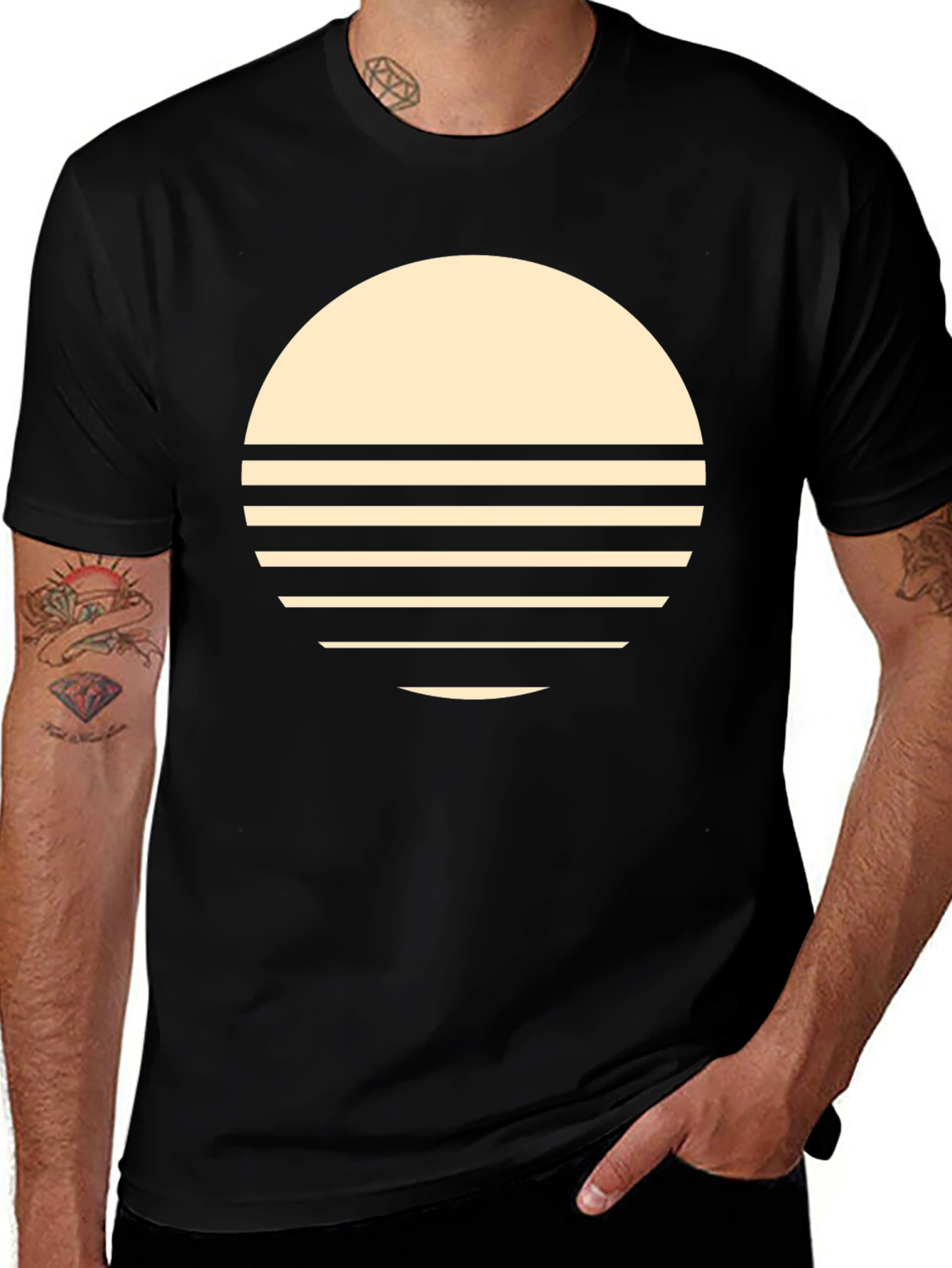 Retro Sunset Graphic Tee - Stylish Black T-Shirt