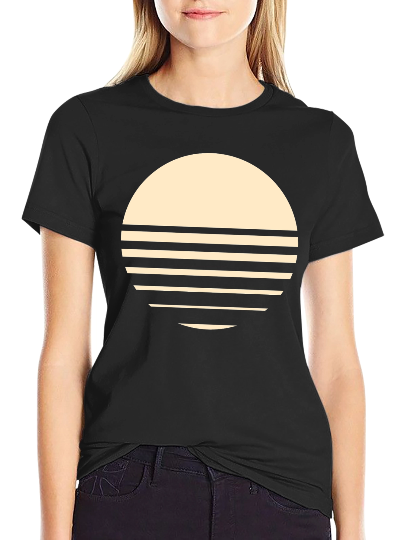Retro Sunset Graphic Tee - Stylish Black T-Shirt