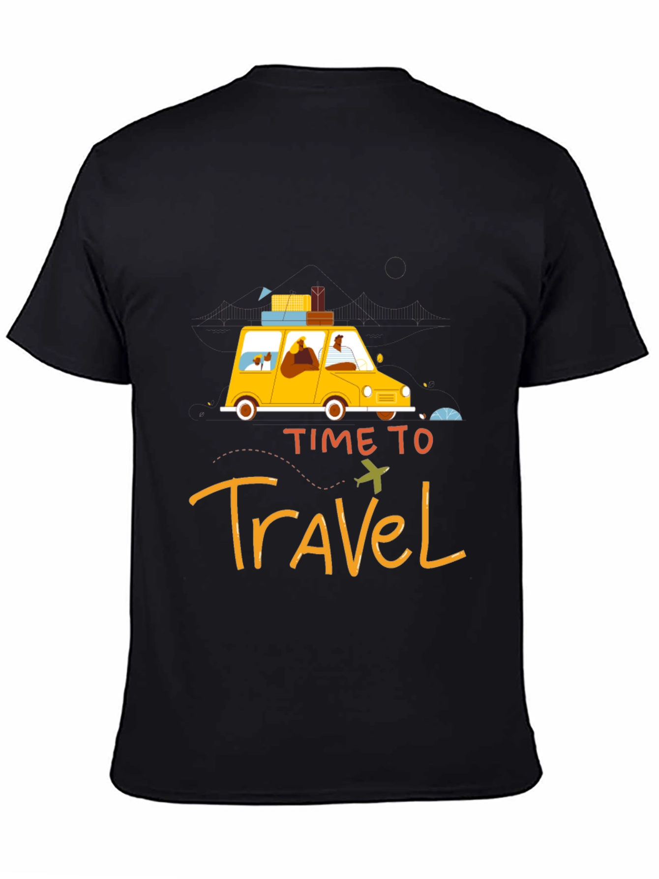 Time To Travel Black Graphic Tee