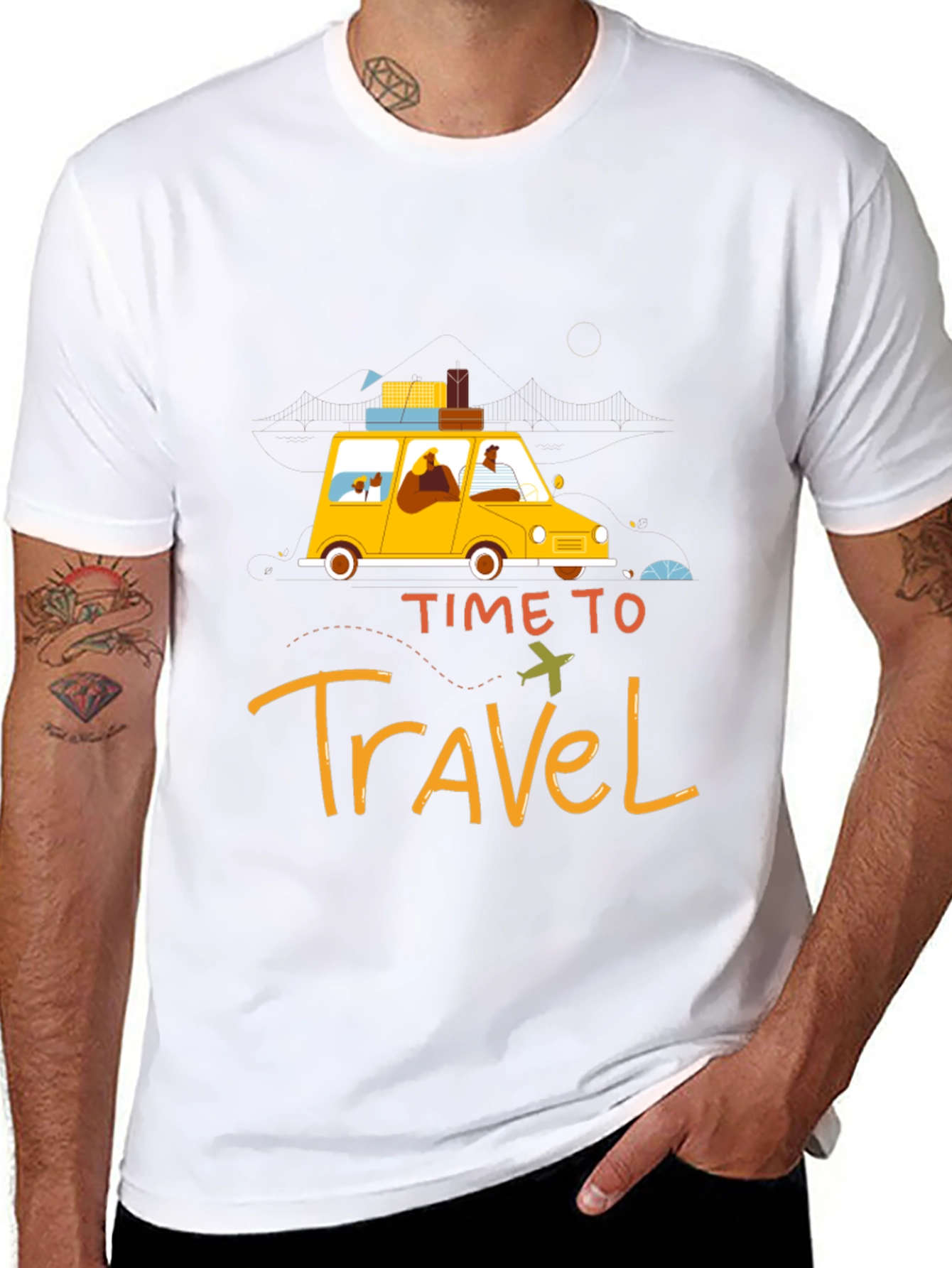 Time To Travel Black Graphic Tee