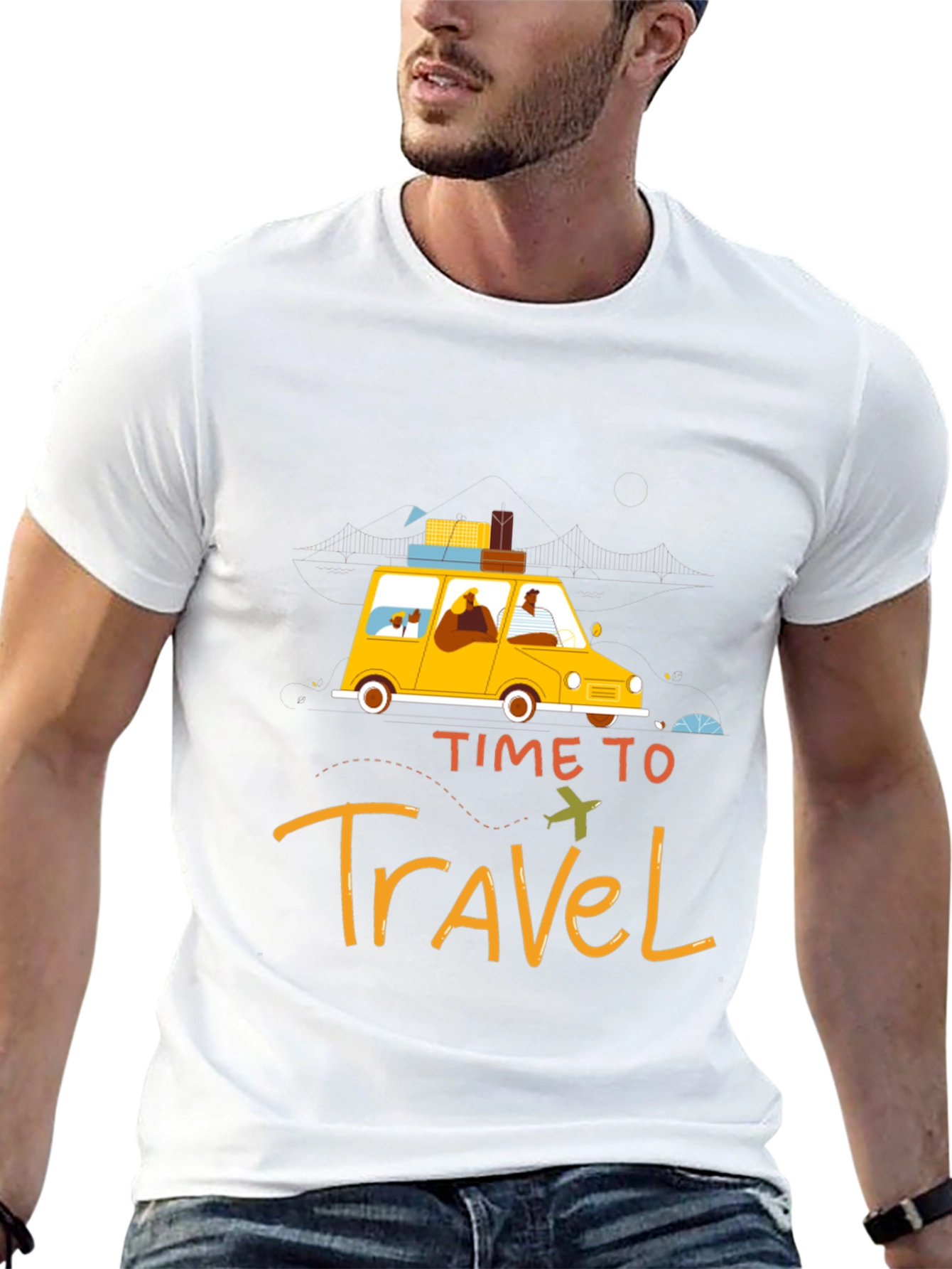 Time To Travel Black Graphic Tee