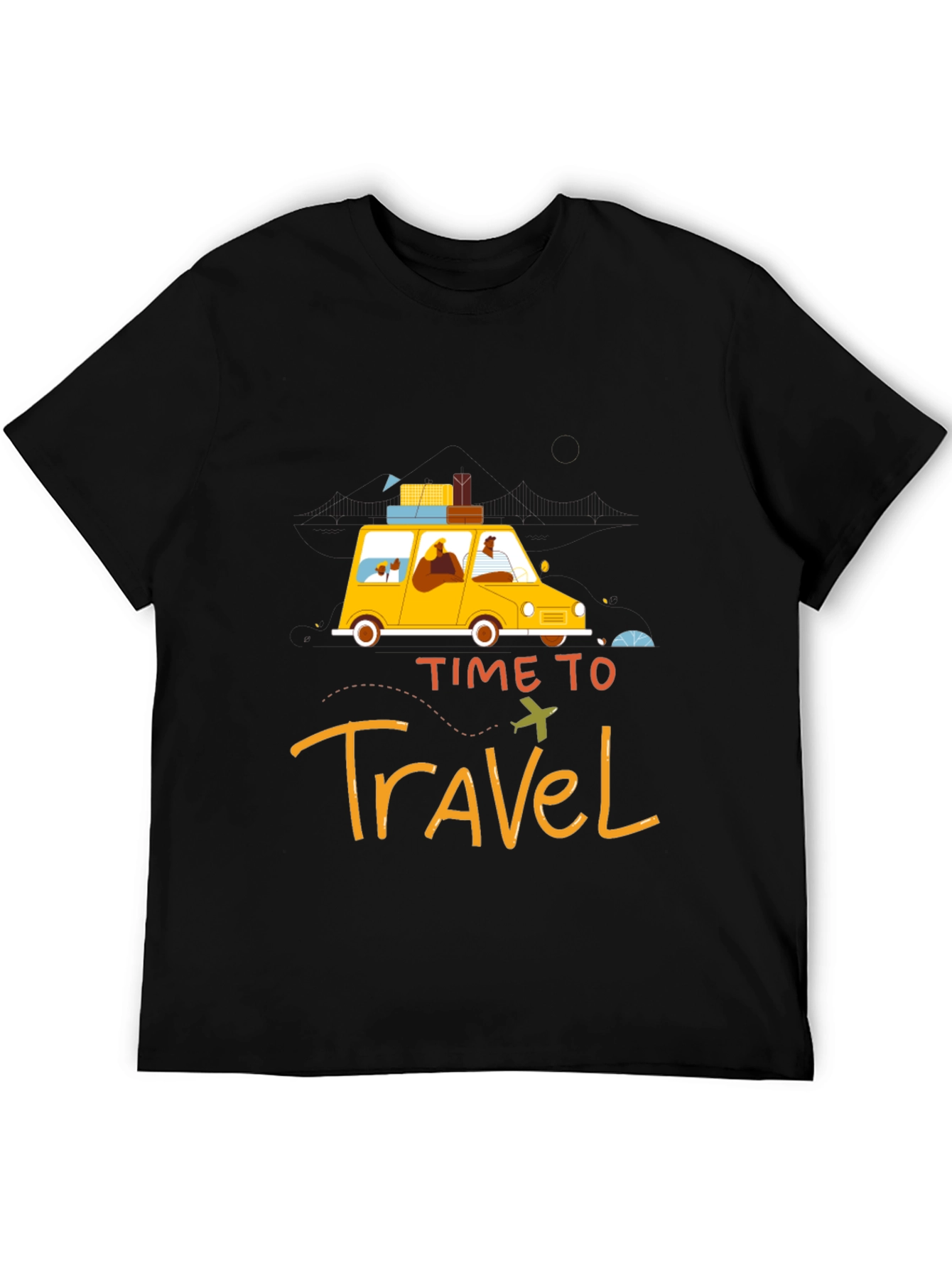 Time To Travel Black Graphic Tee