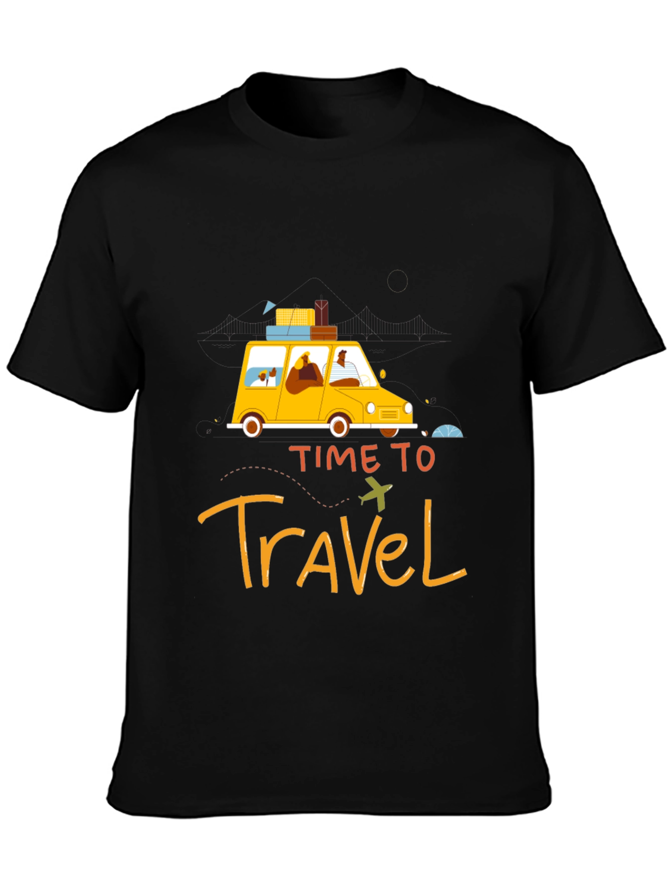 Time To Travel Black Graphic Tee