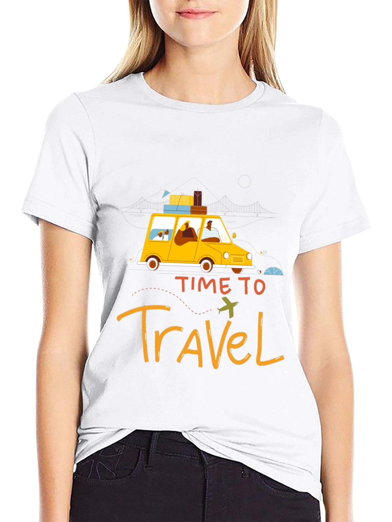 Time To Travel Black Graphic Tee