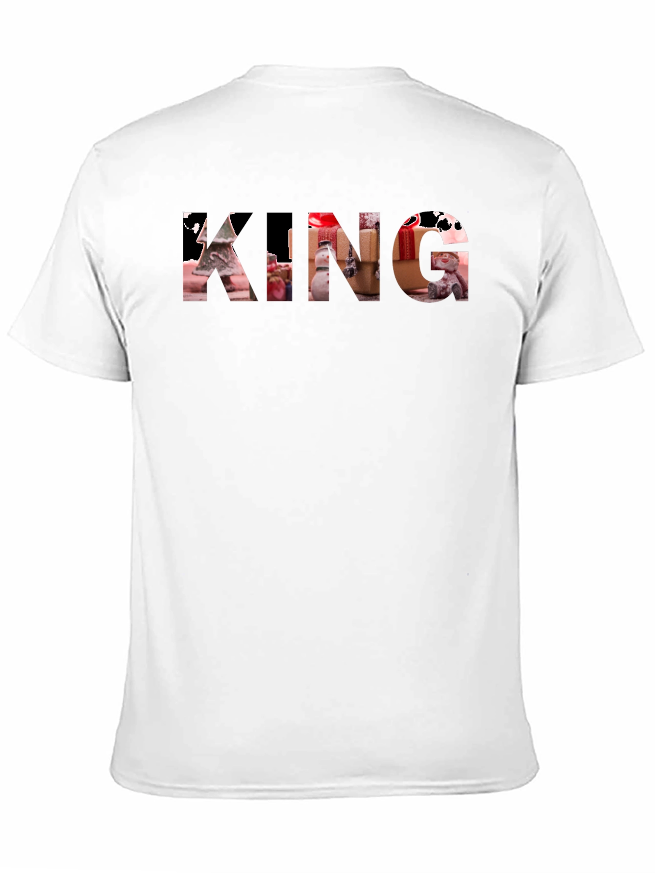 King Christmas Pattern Print Black T-Shirt