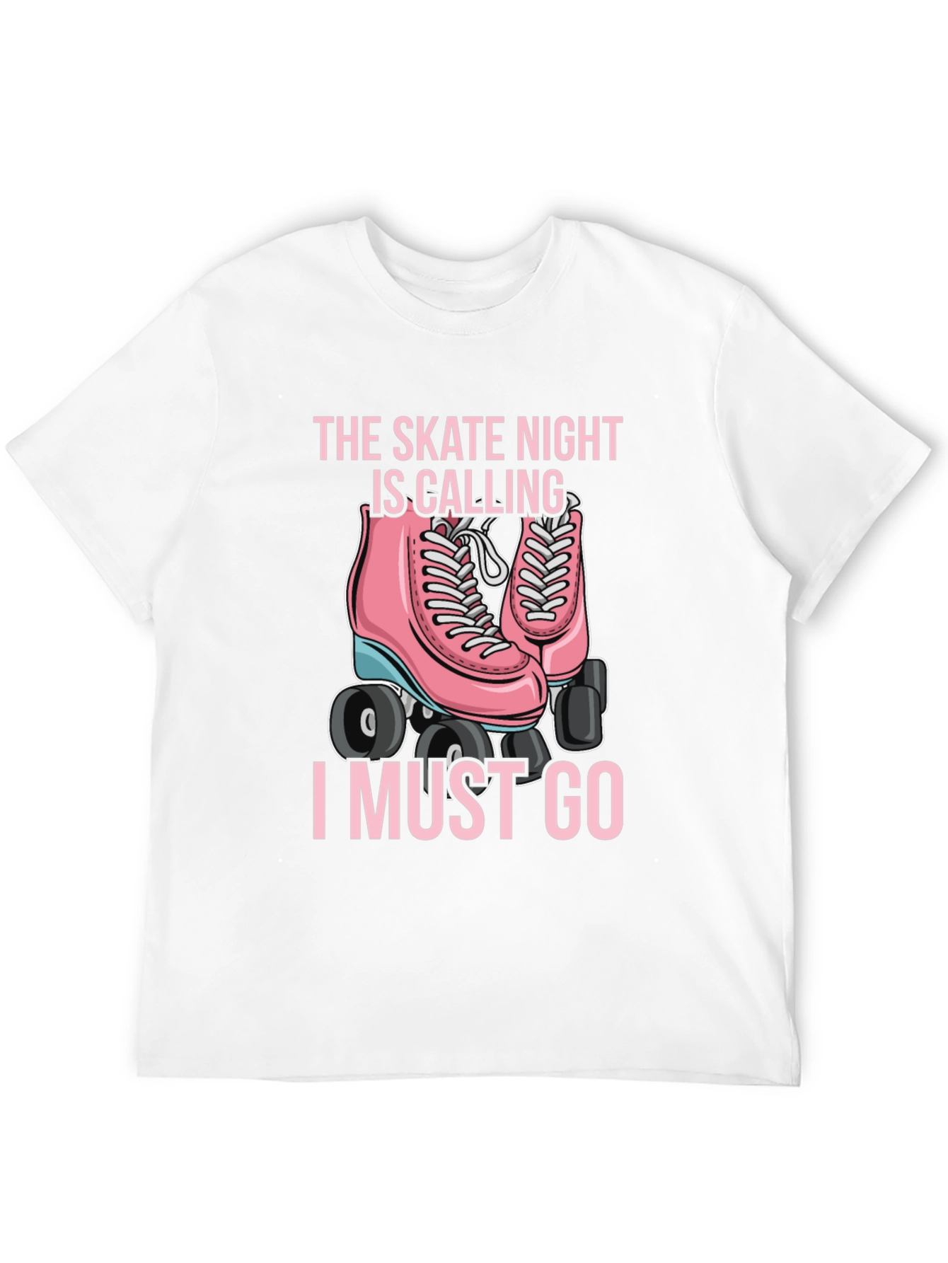 Skate Night Calling T-Shirt - Pink Roller Skate Graphic