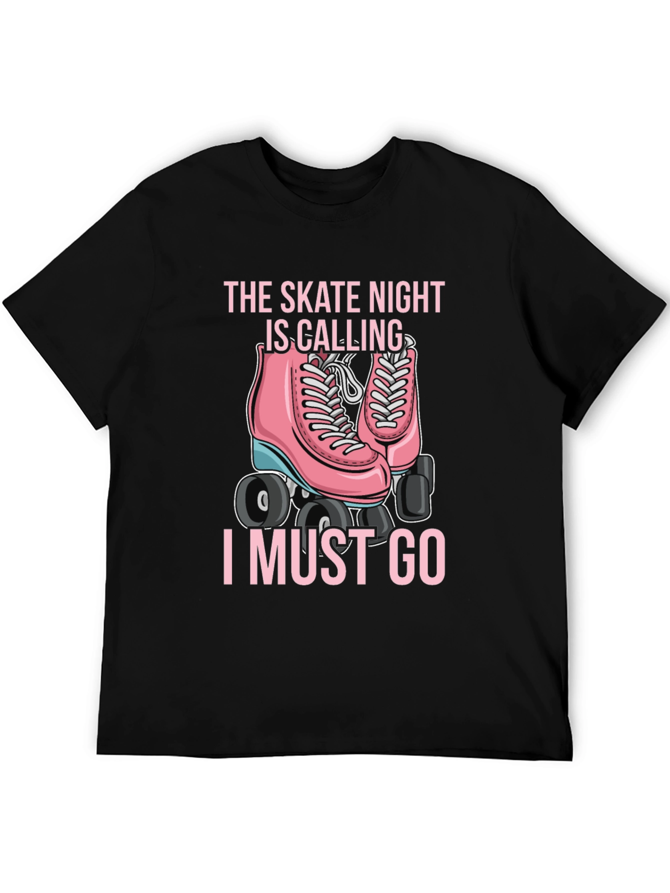 Skate Night Calling T-Shirt - Pink Roller Skate Graphic