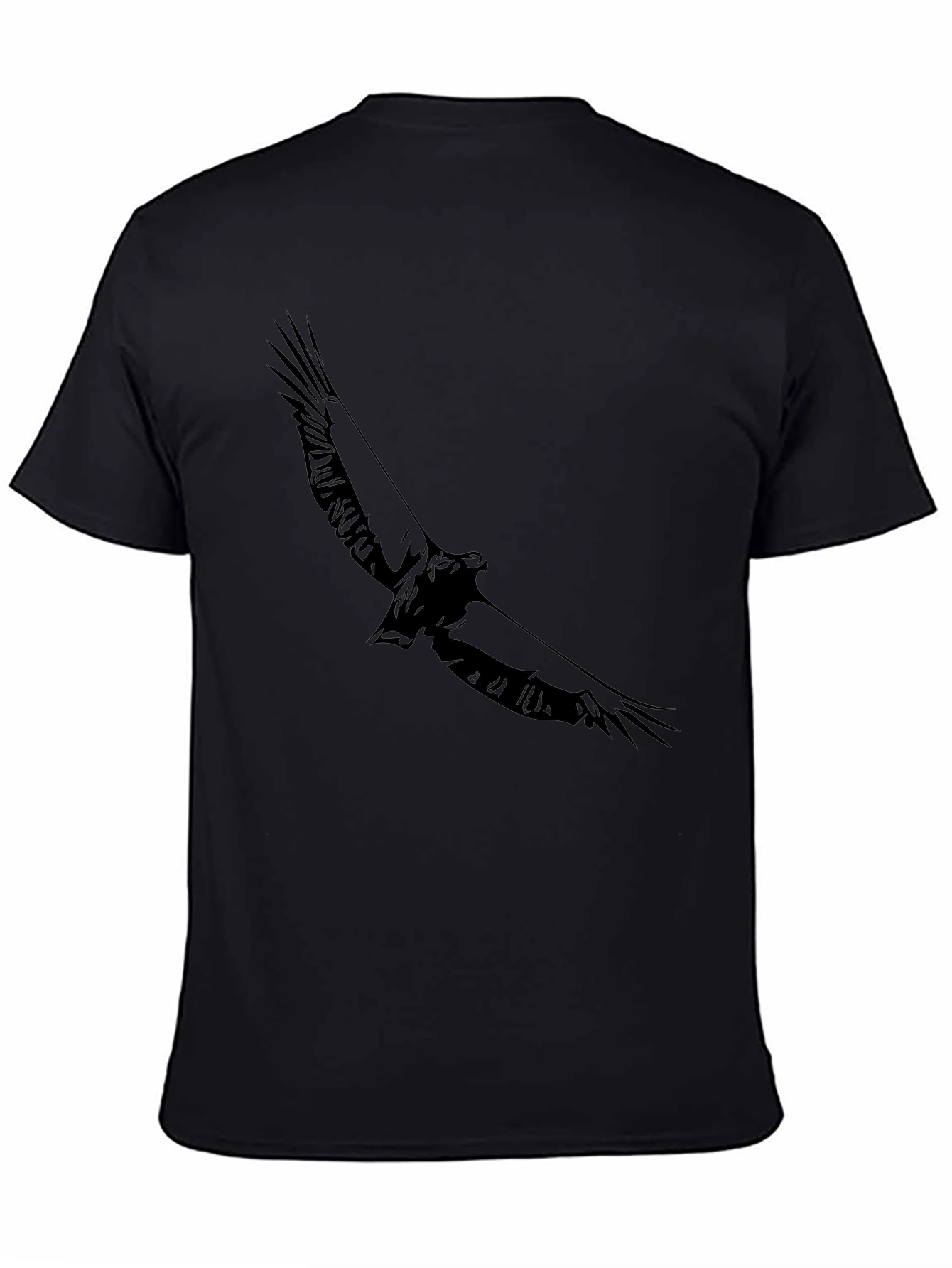 Black Graphic Tee - Eagle Design