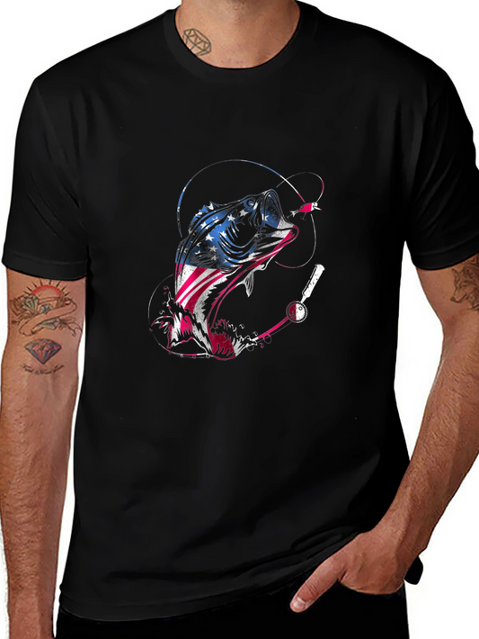 American Flag Bass Fishing T-Shirt