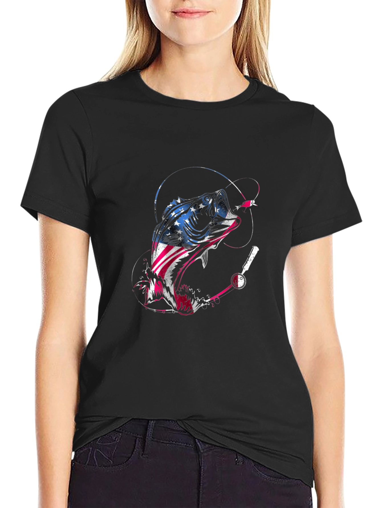 American Flag Bass Fishing T-Shirt