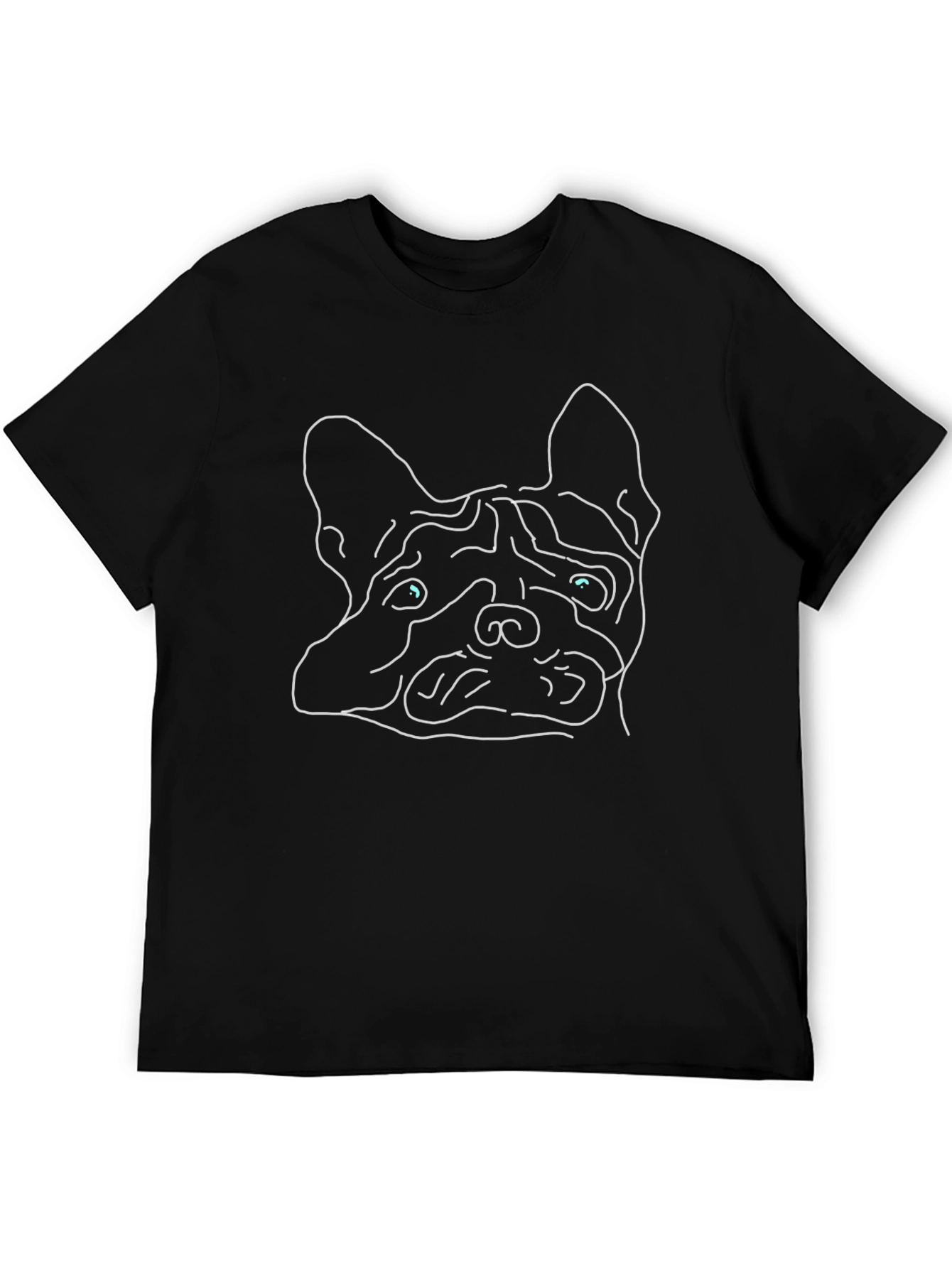 Cool Bulldog Outline Graphic Black T-Shirt
