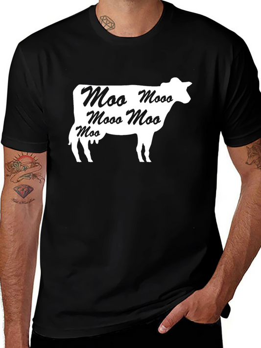 Moo Cow Graphic Tee - Black Cotton T-Shirt