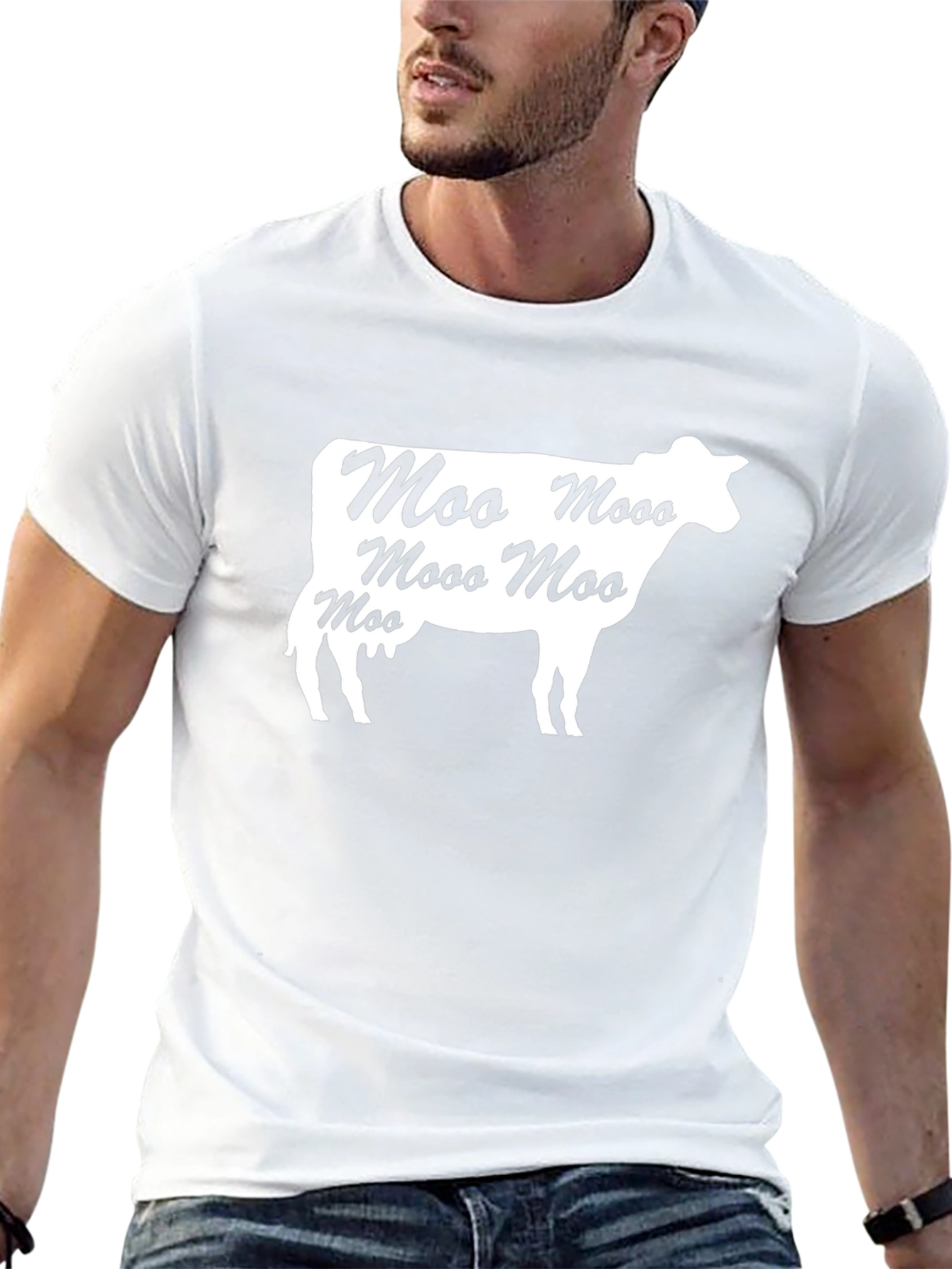 Moo Cow Graphic Tee - Black Cotton T-Shirt