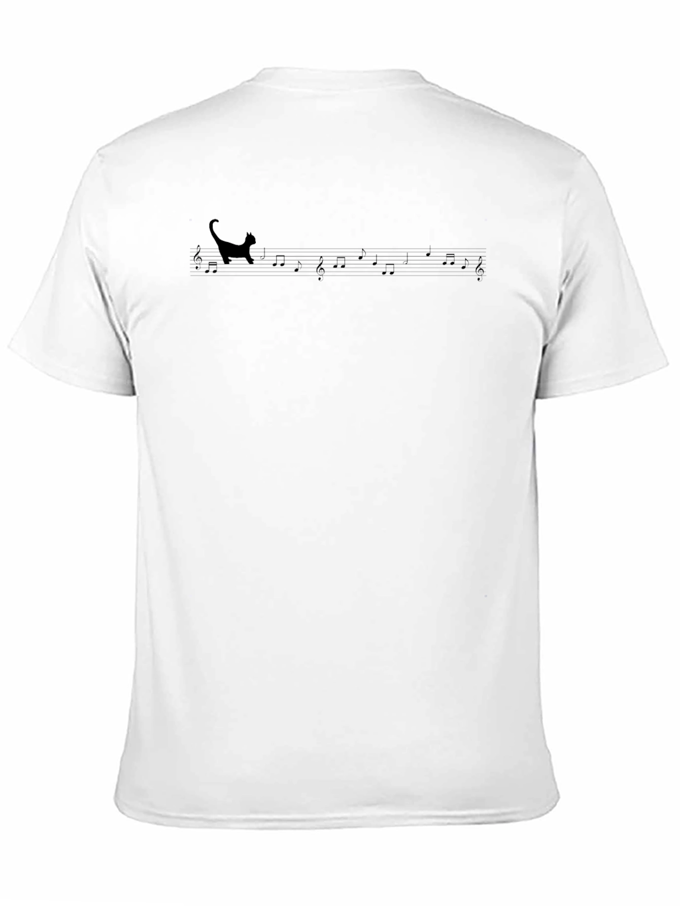 Cat Music Staff T-Shirt - Unisex Black Tee