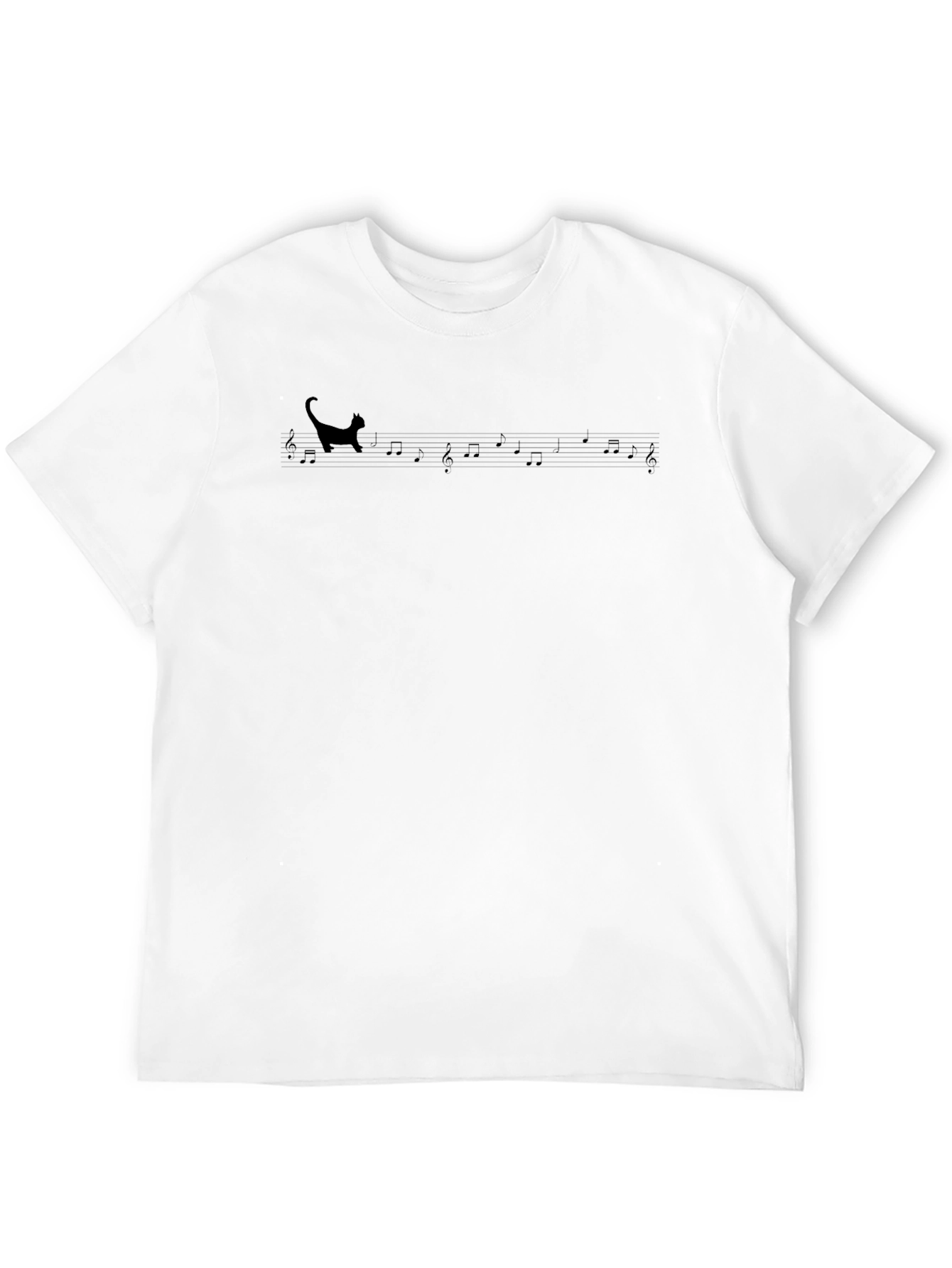Cat Music Staff T-Shirt - Unisex Black Tee