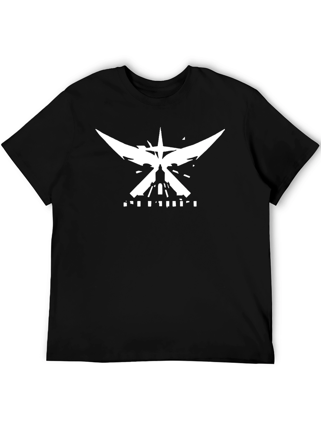 Black T-Shirt with White Abstract Graphic