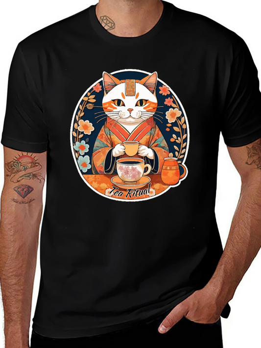 Tea Ritual Cat Graphic T-Shirt