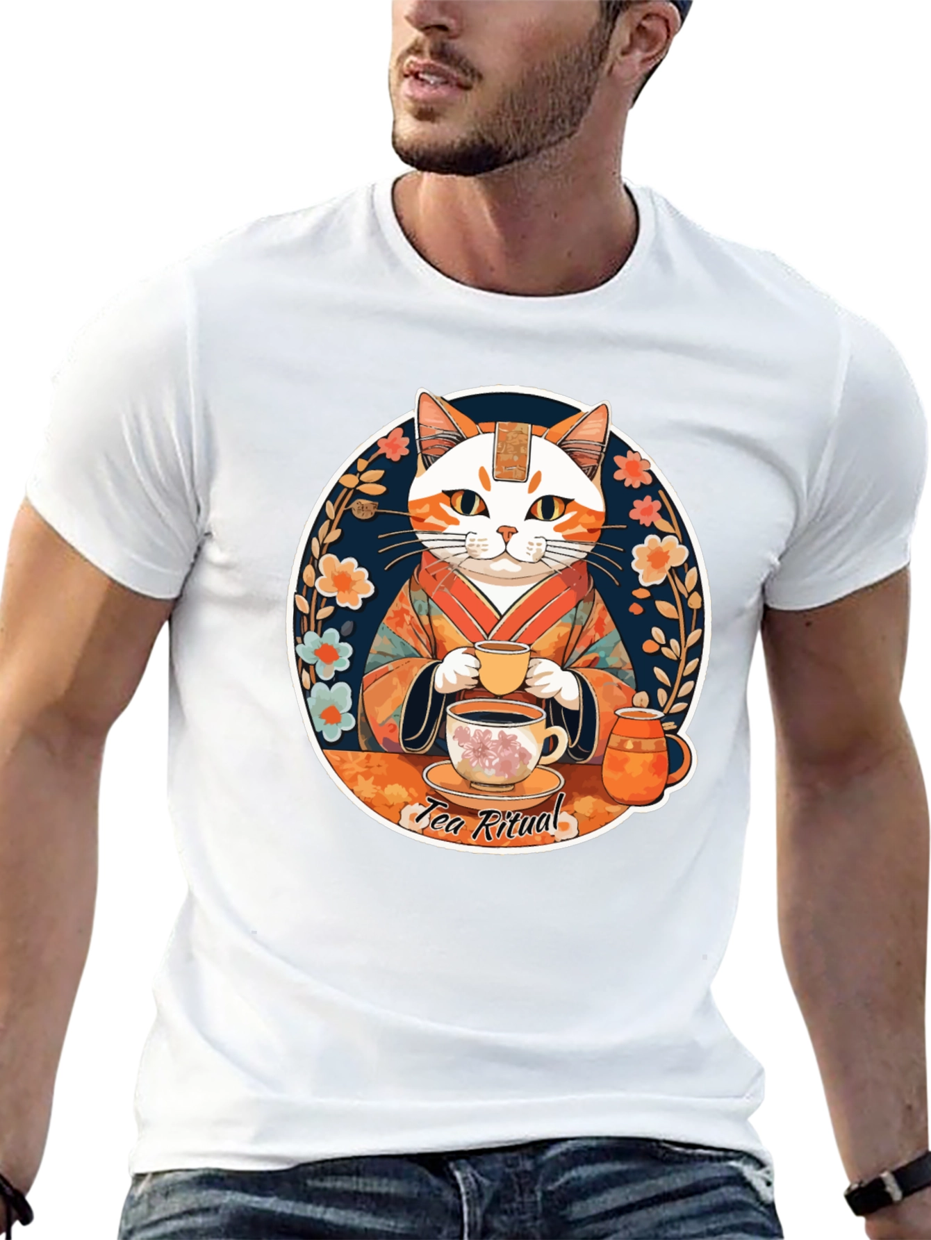 Tea Ritual Cat Graphic T-Shirt