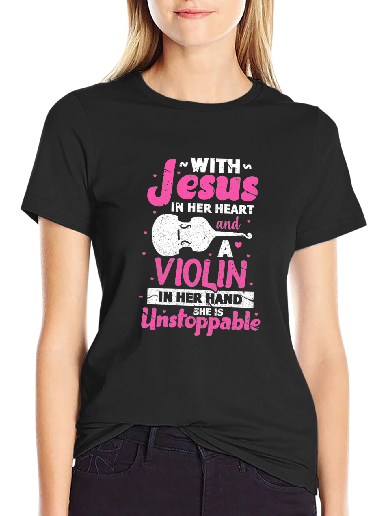 Jesus & Violin Graphic Tee - Christian Musician Shirt