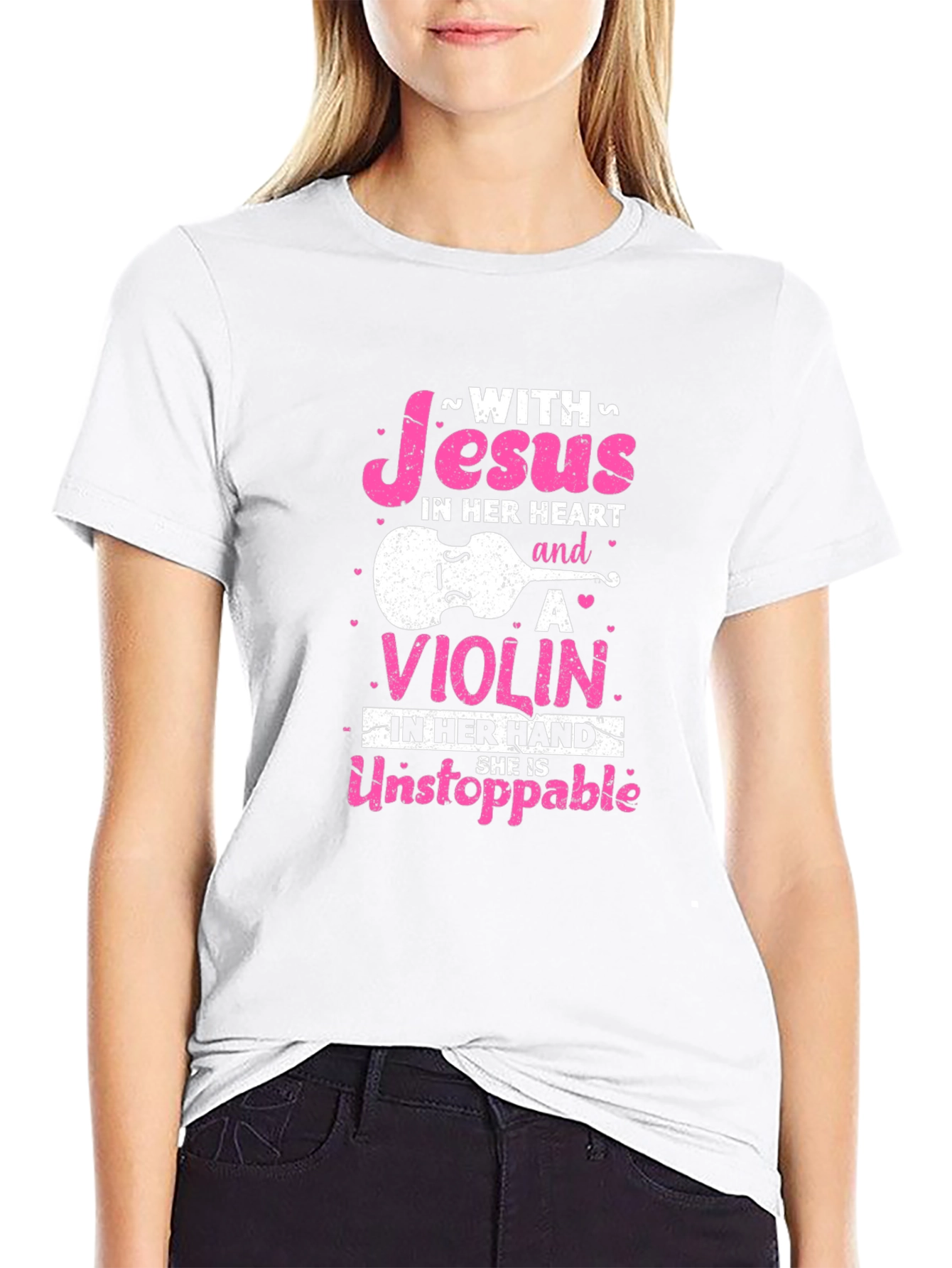 Jesus & Violin Graphic Tee - Christian Musician Shirt