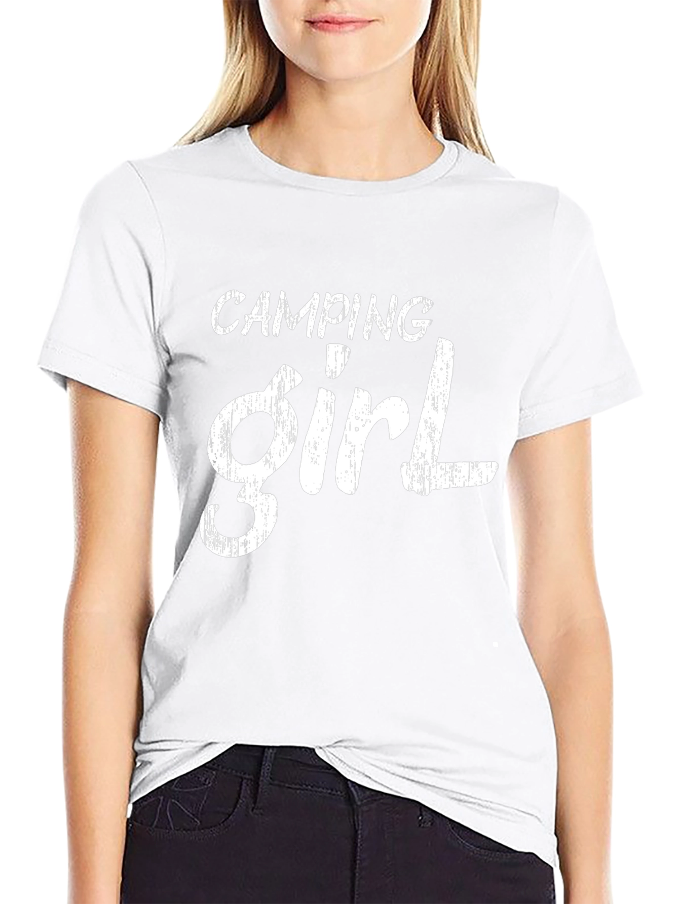 Camping Girl T-Shirt - Black Cotton Tee