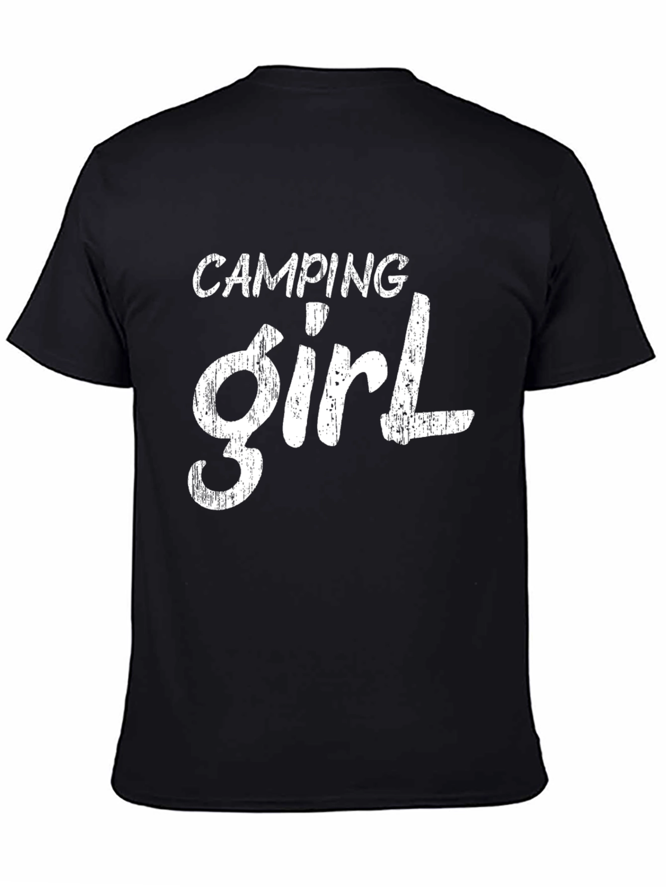 Camping Girl T-Shirt - Black Cotton Tee