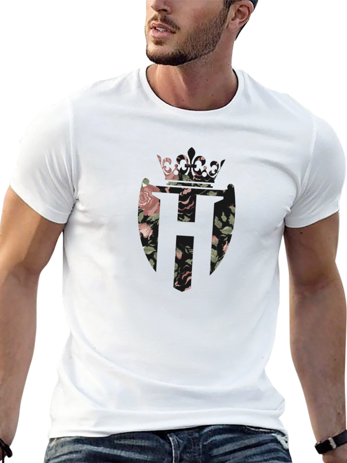 Floral Crown Shield Black Tee